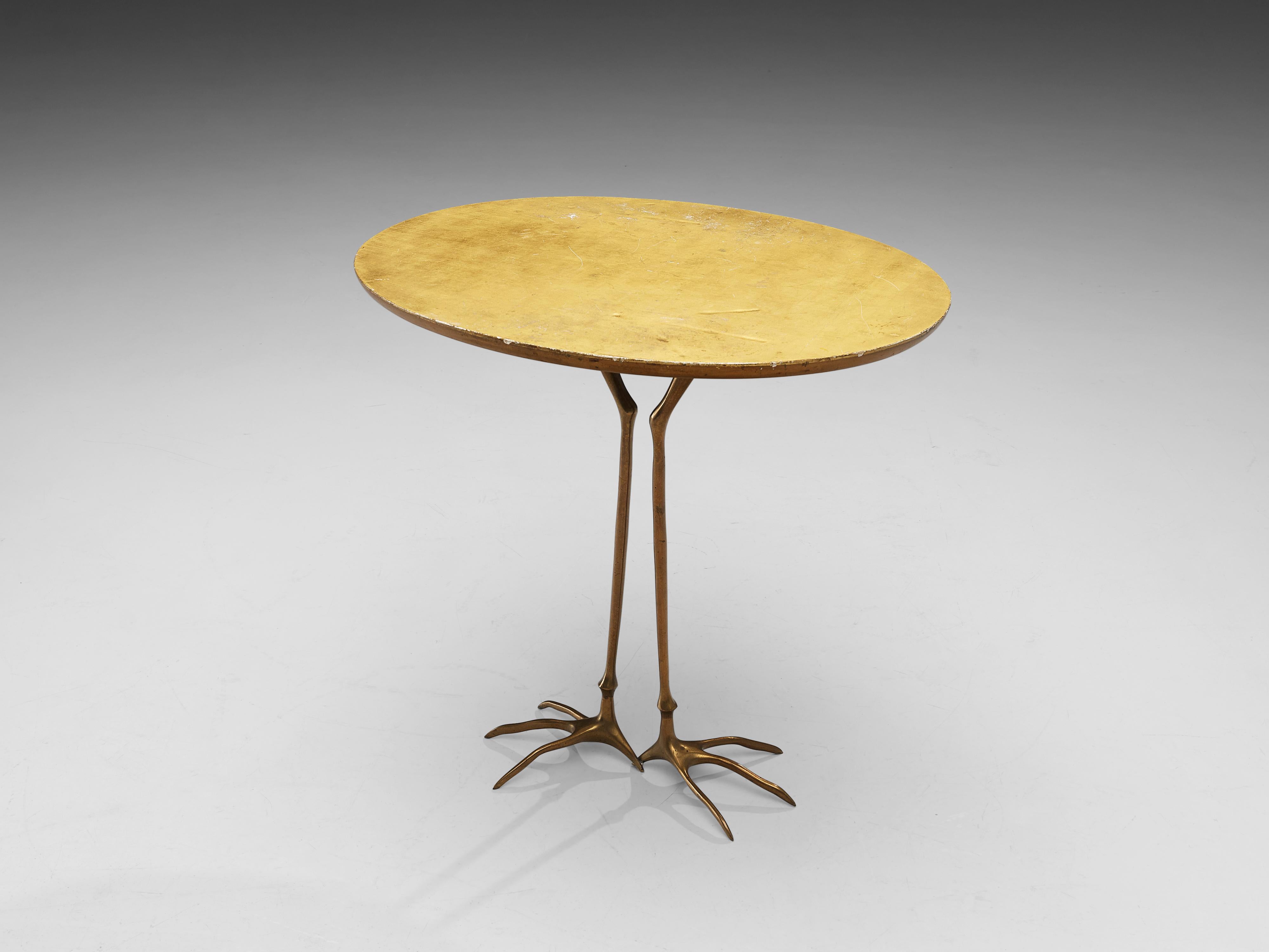 German Meret Oppenheim 'Traccia' Coffee Table in Gilded Wood and Brass 