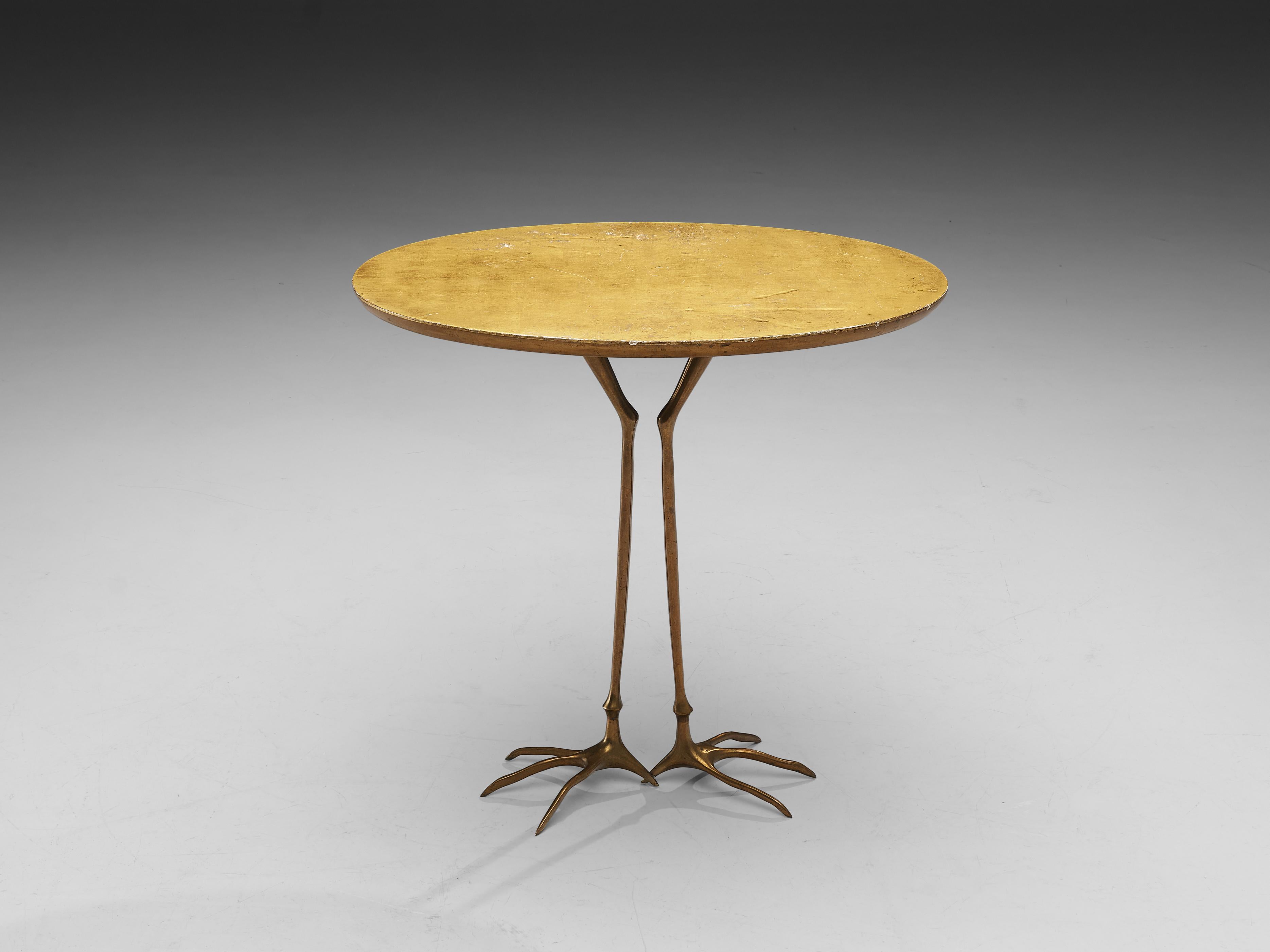 Meret Oppenheim 'Traccia' Coffee Table in Gilded Wood and Brass  2