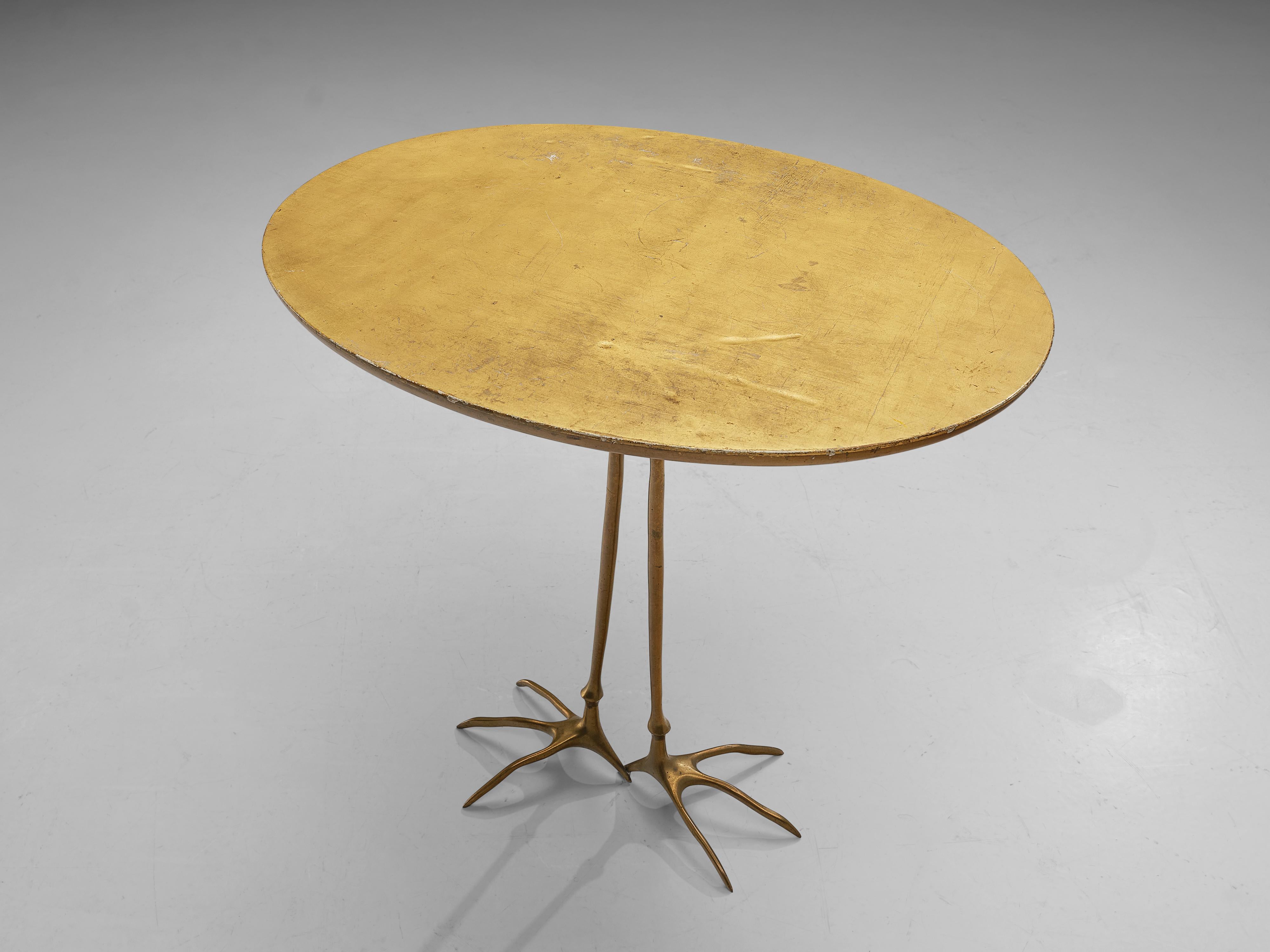 Meret Oppenheim 'Traccia' Coffee Table in Gilded Wood and Brass  3