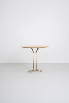 Meret Oppenheim Traccia Side Table in Wood Gold Leaf and Bronze by Gavina 1980s