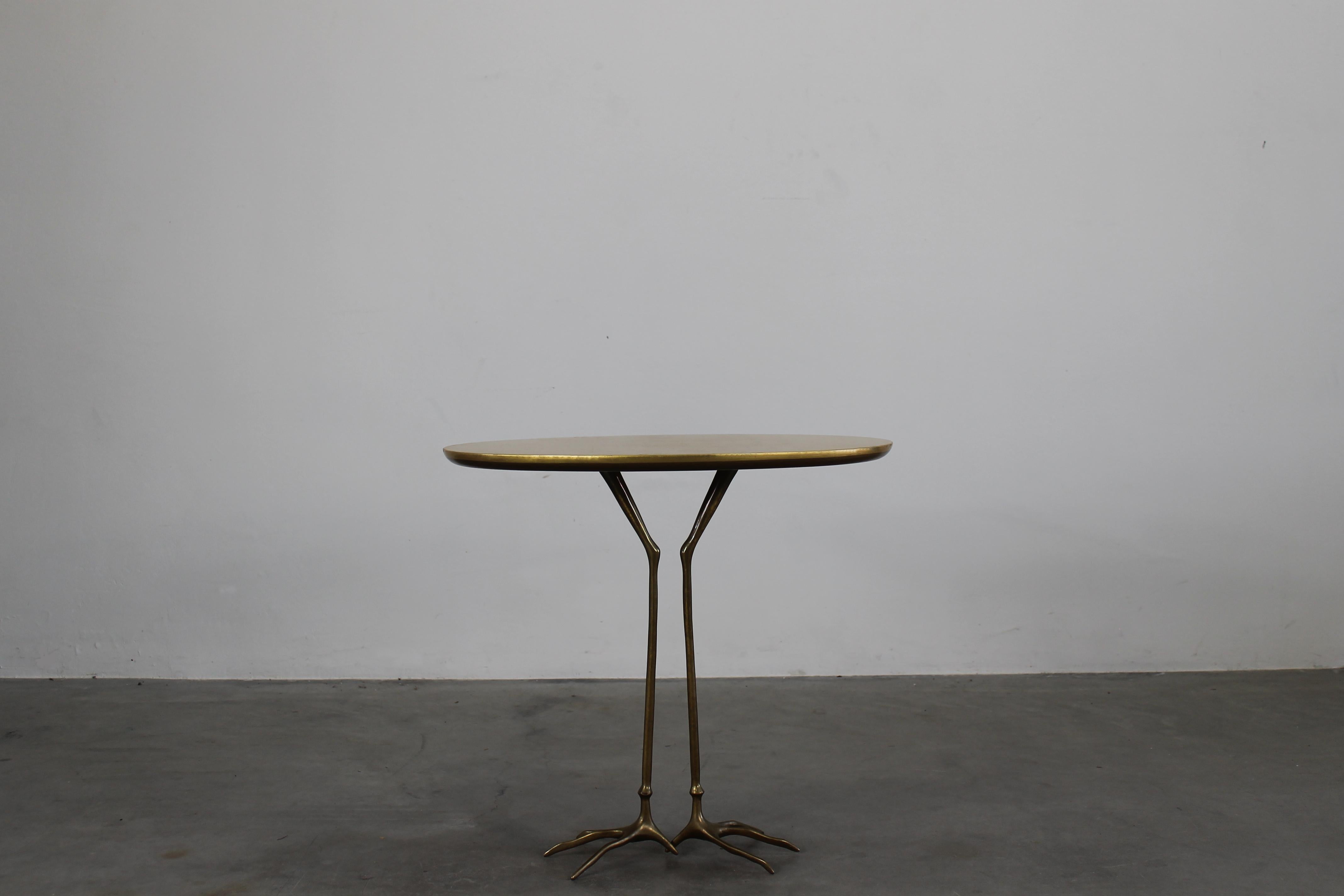Table d'appoint Traccia Meret Oppenheim en bois, feuille d'or et bronze Gavina 1980 Bon état - En vente à Cascina, Pisa