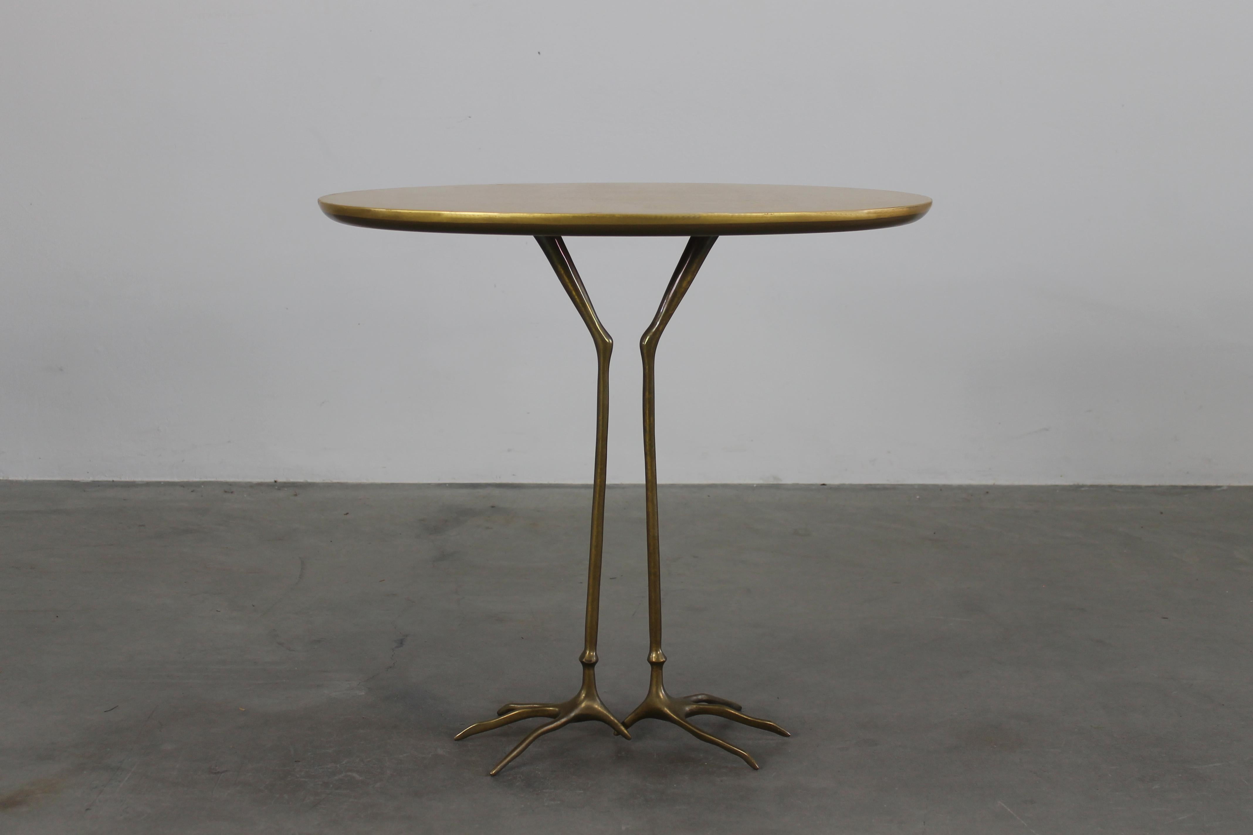 Fin du 20e siècle Table d'appoint Traccia Meret Oppenheim en bois, feuille d'or et bronze Gavina 1980 en vente