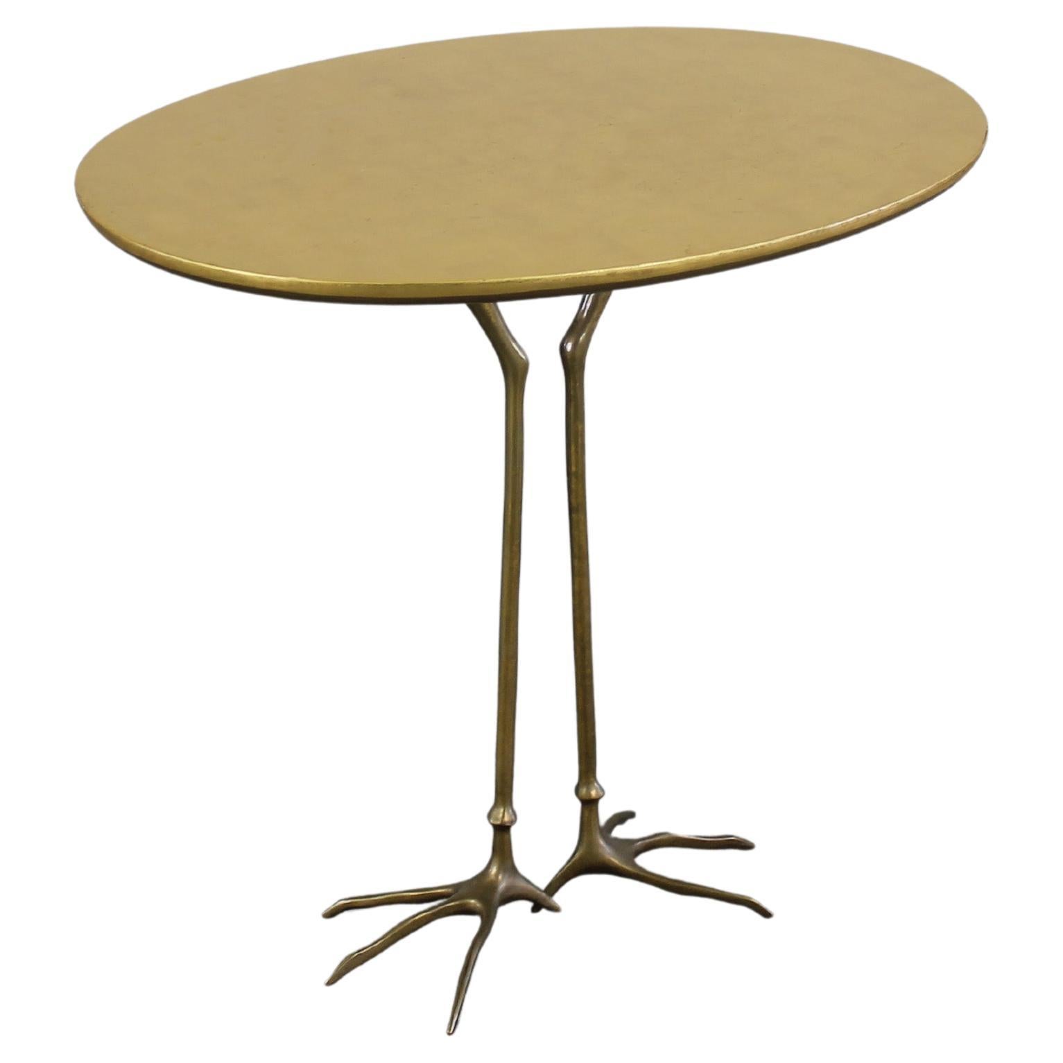 Table d'appoint Traccia Meret Oppenheim en bois, feuille d'or et bronze Gavina 1980