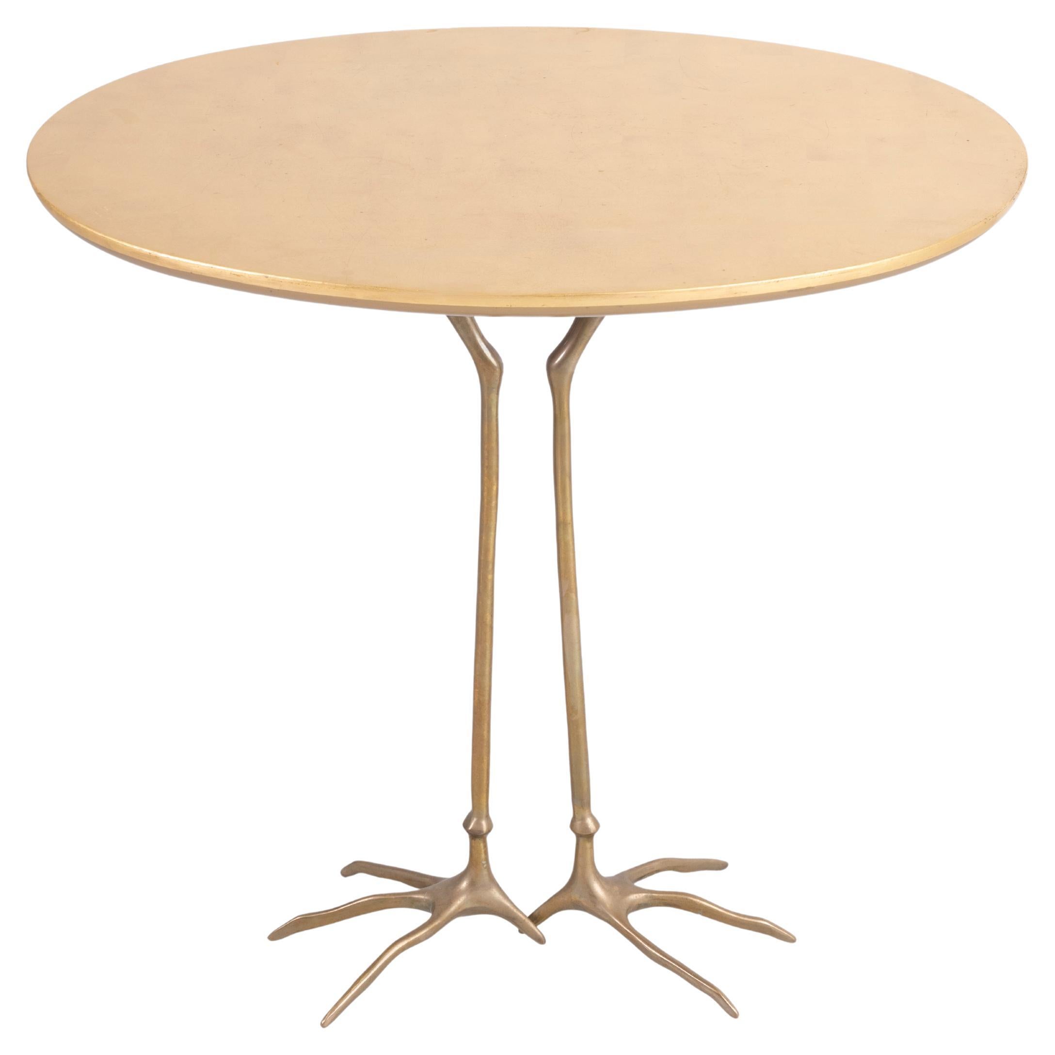Table d'appoint Traccia Meret Oppenheim en bois, feuille d'or et bronze Gavina 1980 en vente