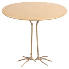 Meret Oppenheim Traccia Side Table in Wood Gold Leaf and Bronze by Gavina 1980s