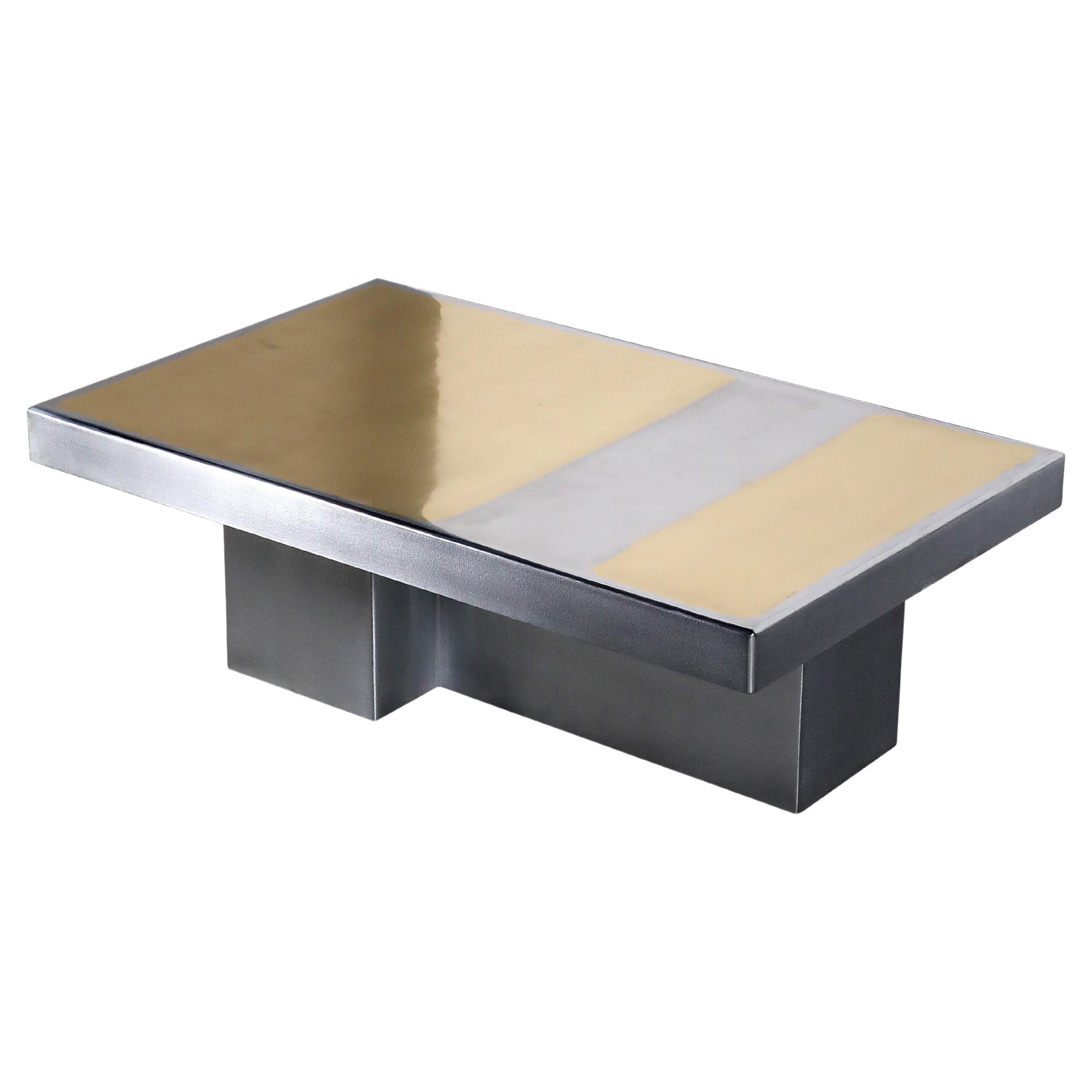 Marcin Rusak, Merging Metals Coffee Table 100-3, Brass / Zinc Finish For Sale