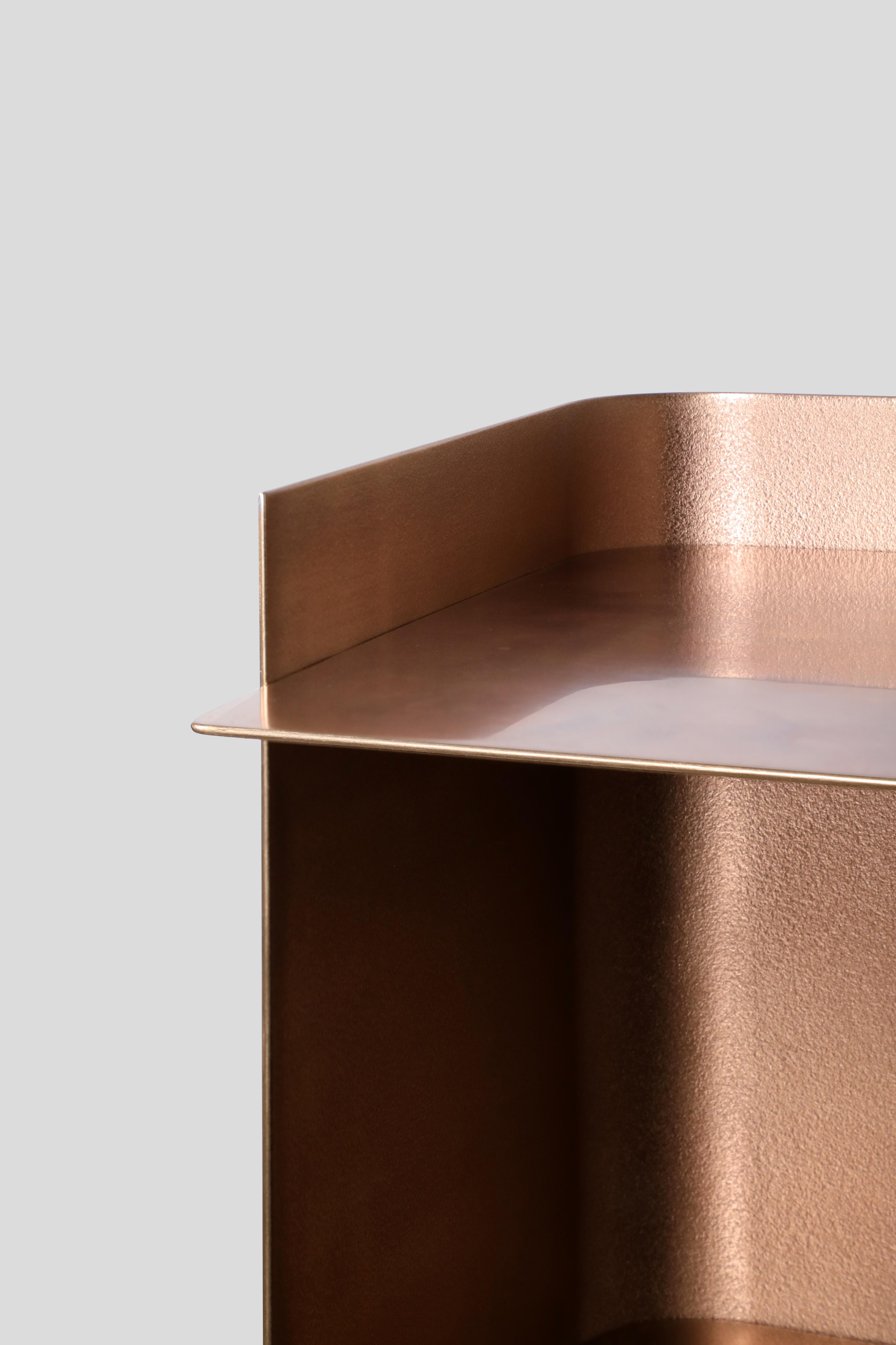 Minimalist Marcin Rusak, Merging Metals Drinks Cabinet 83-1, Bronze / Zinc Finish