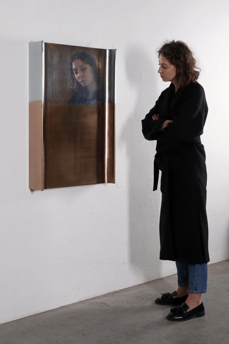 Marcin Rusak, Merging Metals Wallhanging Mirror 90-1, Zinc/Bronze ...