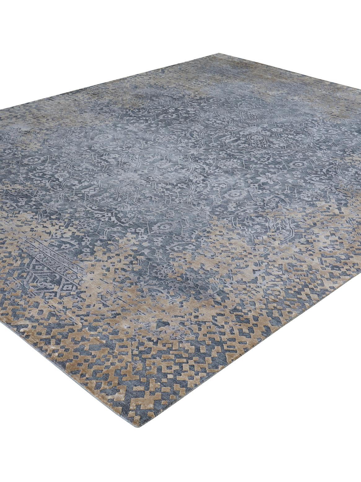 XXIe siècle et contemporain MERGIS Tapis noué à la main en couleurs Dusky Rose, Grey et Ecru par Hands en vente