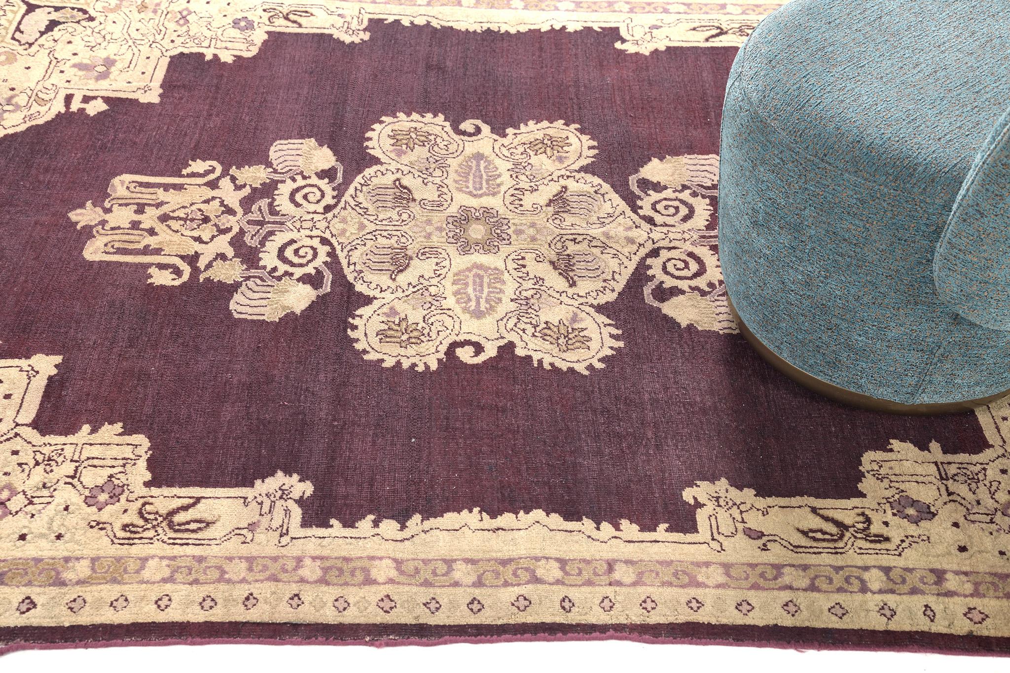 Merhaban Antique Indo Agra Rug In Good Condition For Sale In WEST HOLLYWOOD, CA