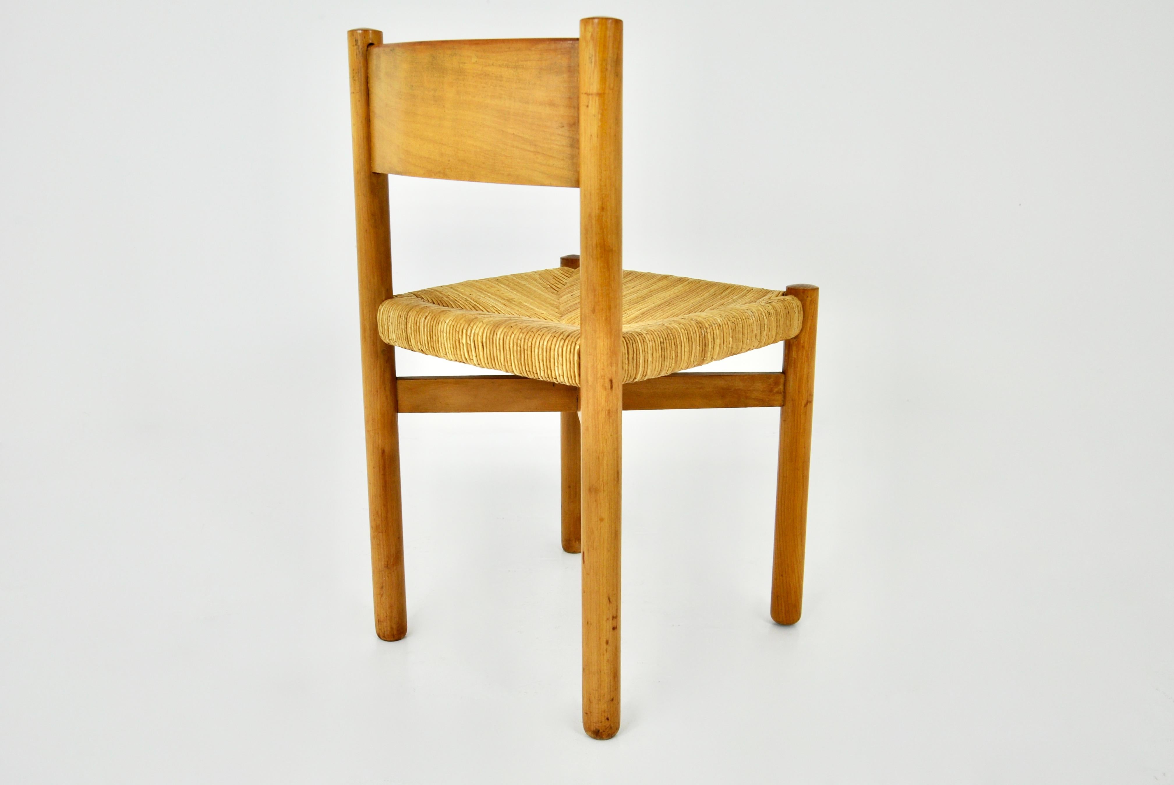 Wood Meribel chair by Charlotte Perriand for Steph Simon, 1950s