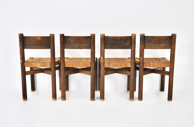 Meribel chairs by Charlotte Perriand for Steph Simon, 1950s, set