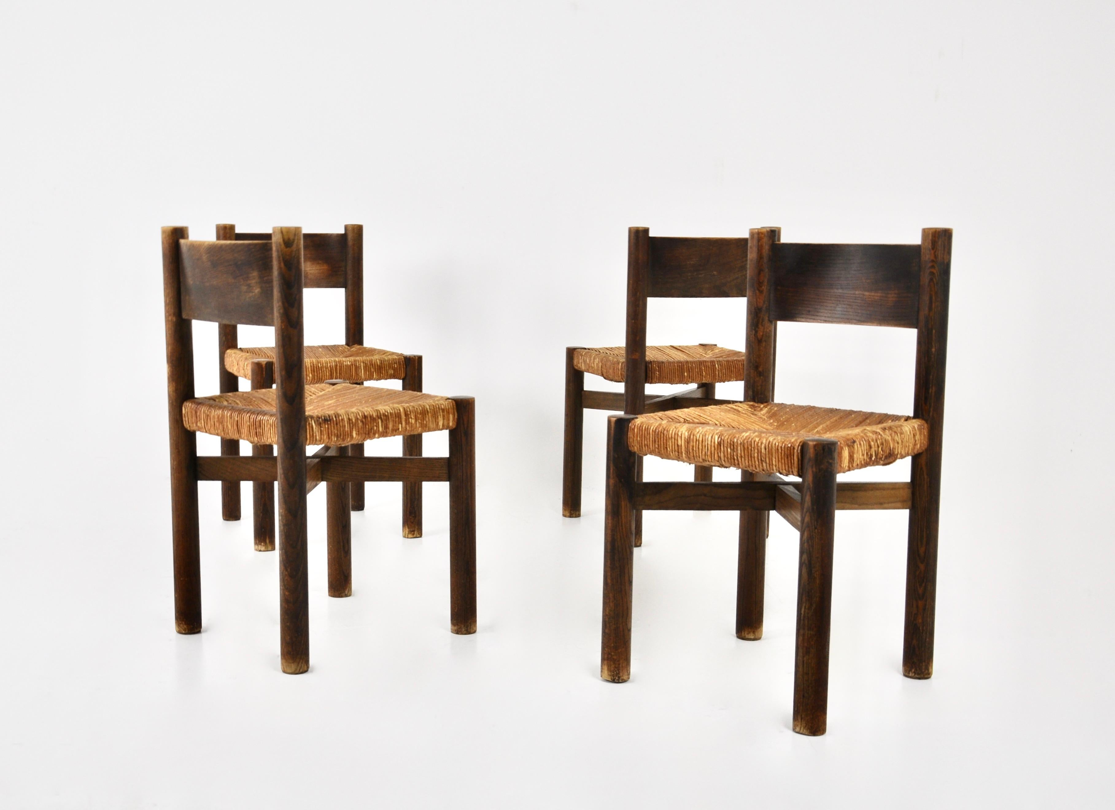 Meribel chairs by Charlotte Perriand for Steph Simon, 1950s, set of 4 For Sale 1