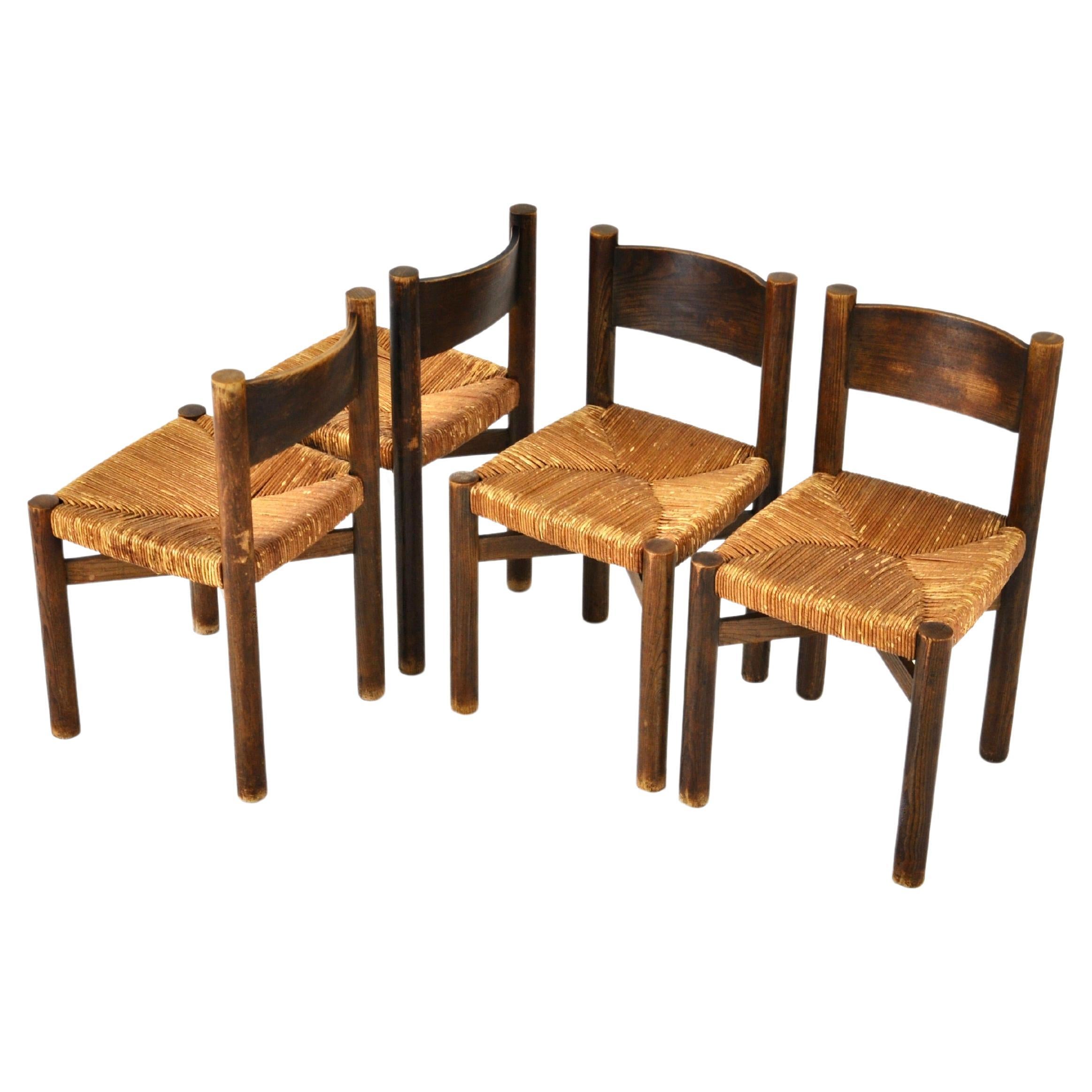 Chaises Meribel par Charlotte Perriand pour Steph Simon, 1950, ensemble de 4