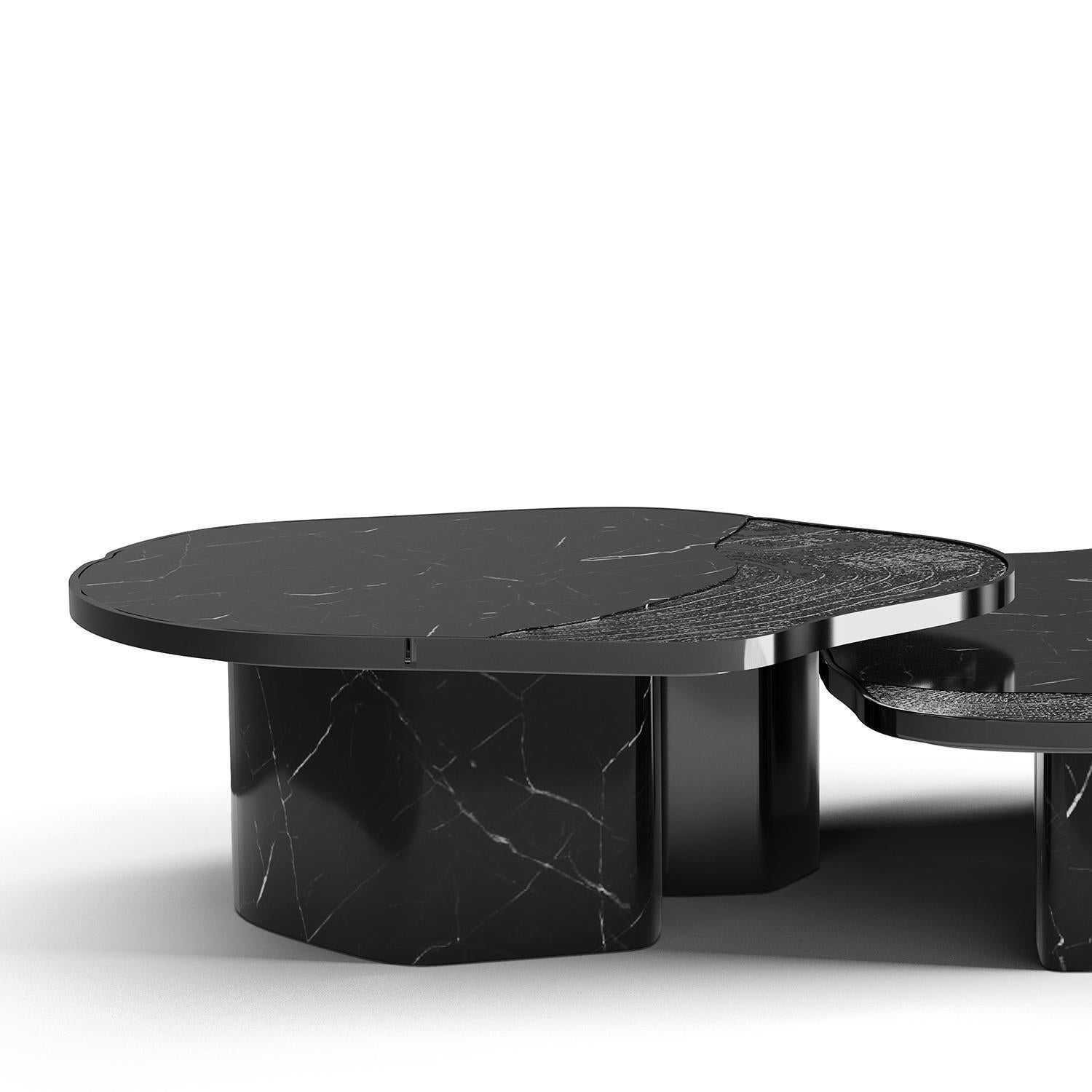 Merida Schwarzer Marmor 2er-Set Couchtisch im Zustand „Neu“ im Angebot in Paris, FR