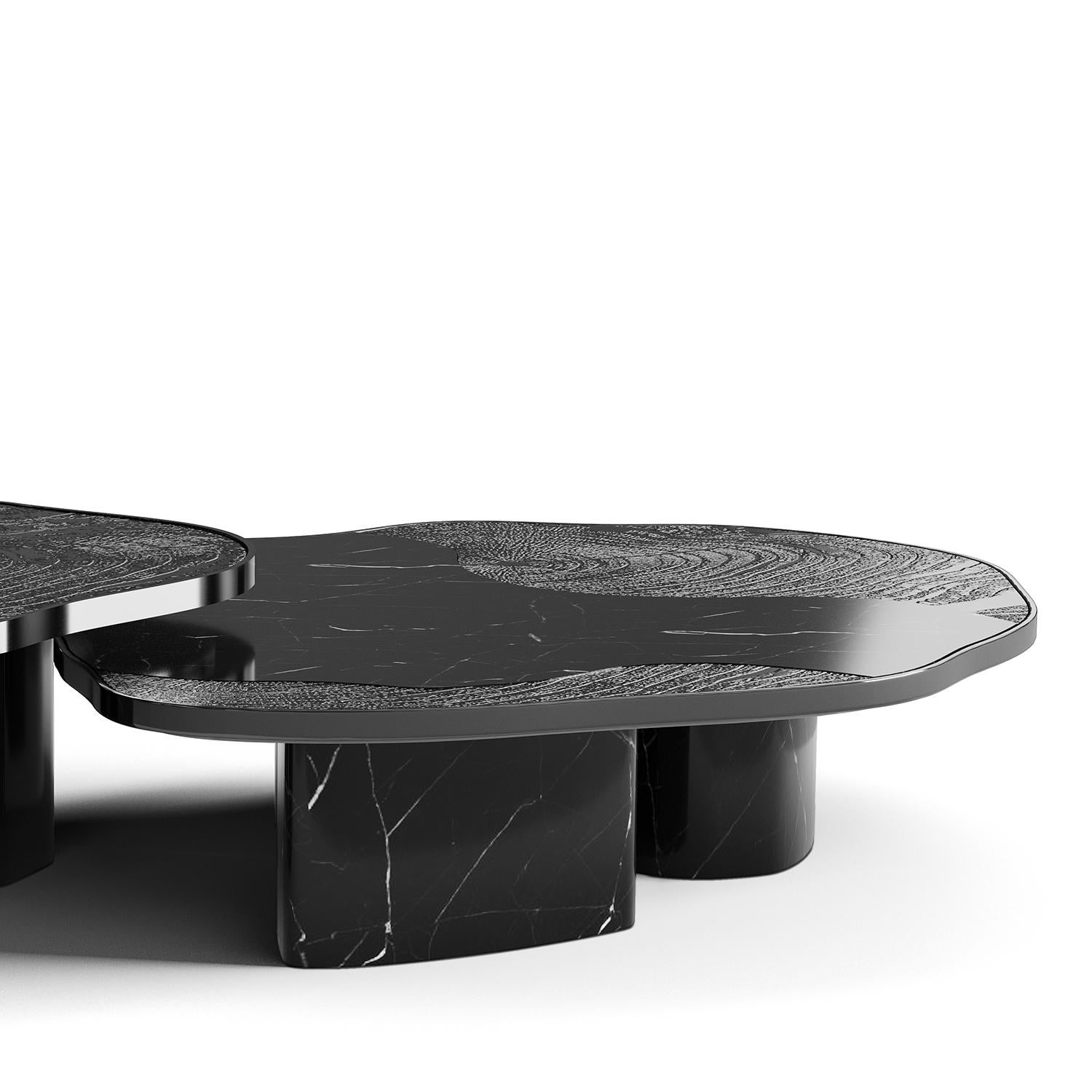Merida Schwarzer Marmor 2er-Set Couchtisch (21. Jahrhundert und zeitgenössisch) im Angebot