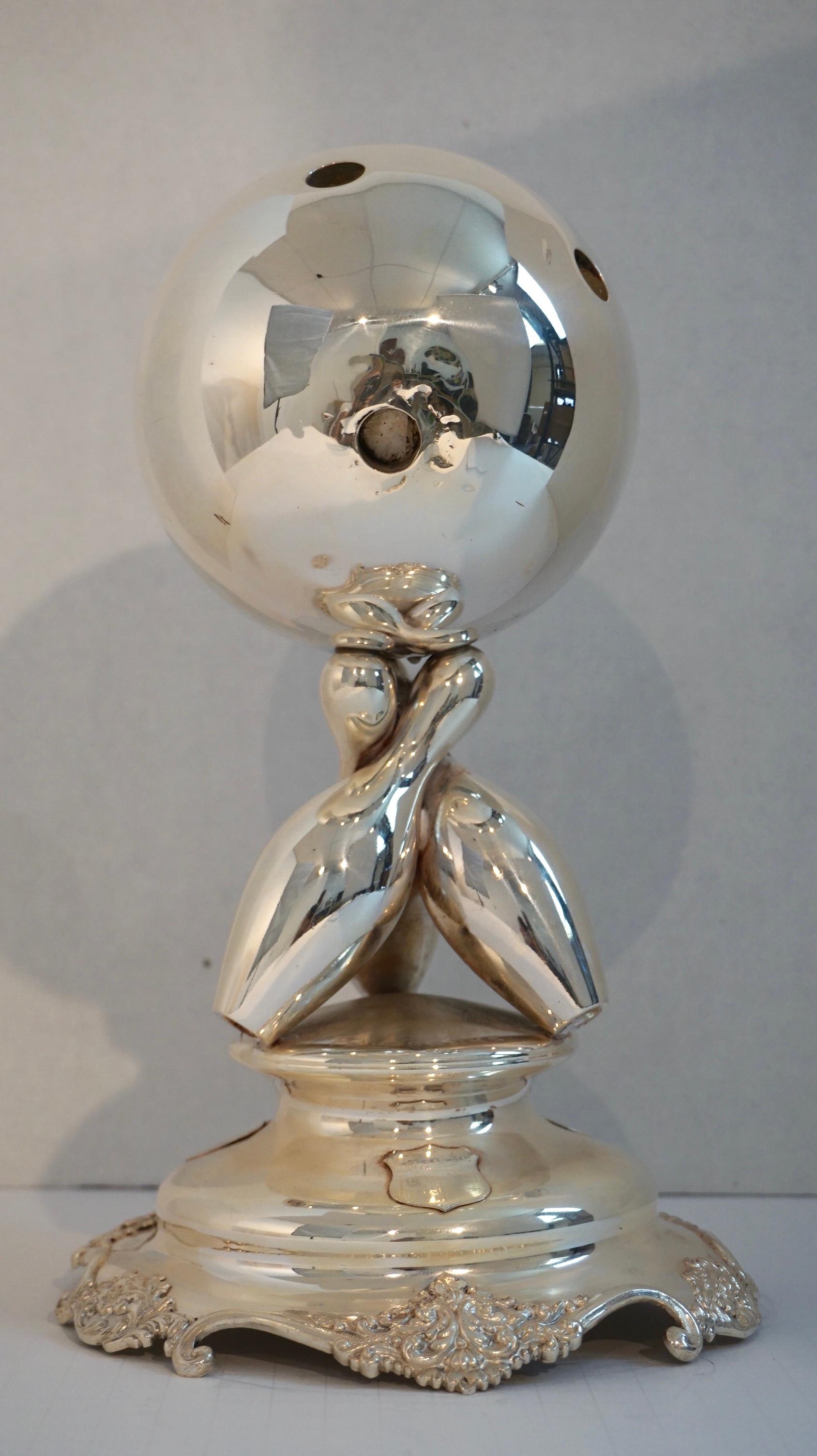 American Meridan Silver Plated 1918 Bowling League Trophy