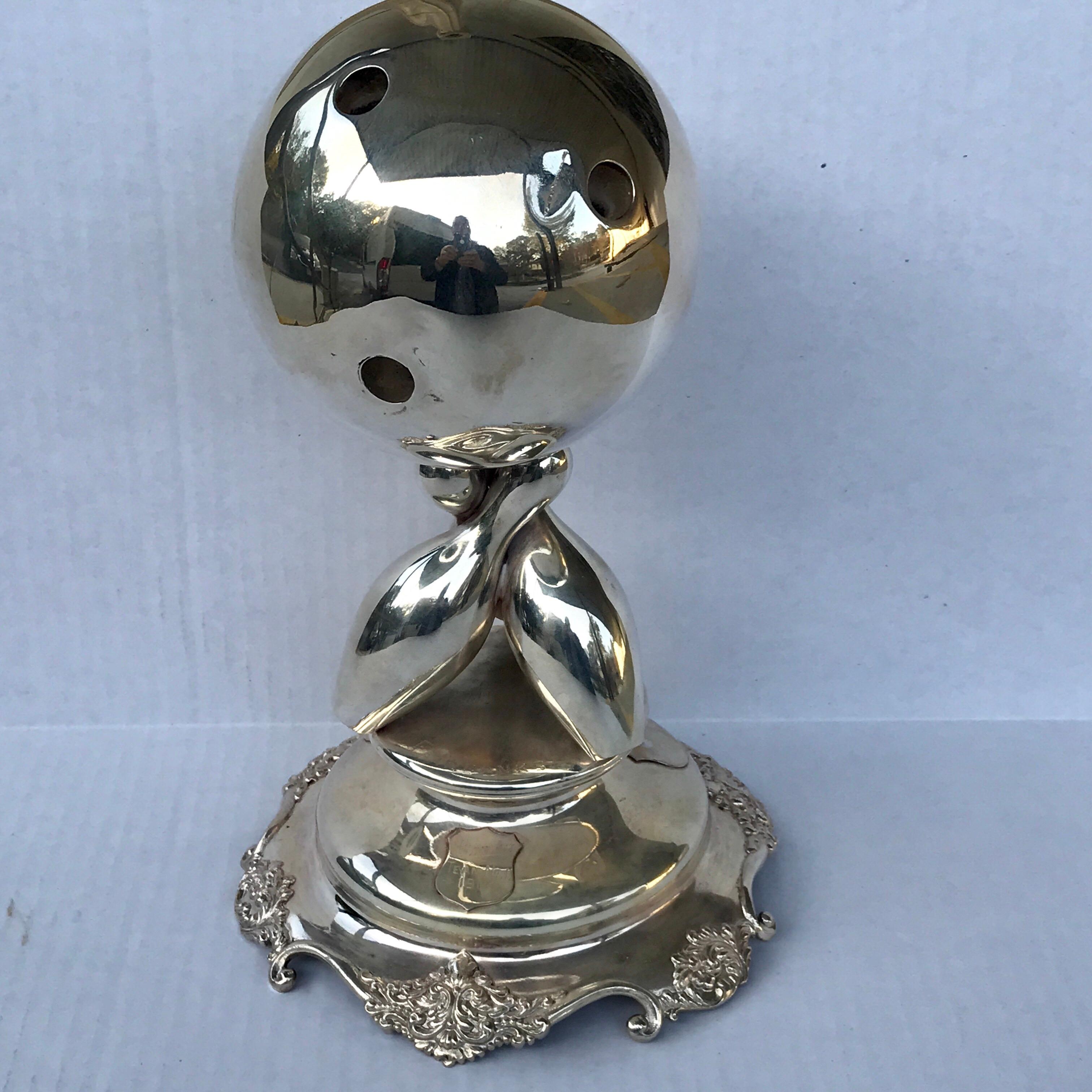 Meridan Silver Plated 1918 Bowling League Trophy 1