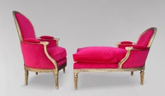Merideienne Louis XVI Period Gilded Wood Red Velvet Fabrics