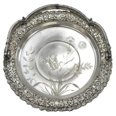 Meriden Art Nouveau Silver Plated Floral Repousse Bread Pastry Brides Basket