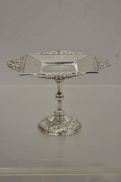 Meriden B. Victorian Silver Plate Small Ornate Dessert Stand Serving Pedestal