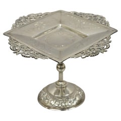 Meriden B. Victorian Silver Plate Small Ornate Dessert Stand Serving Pedestal