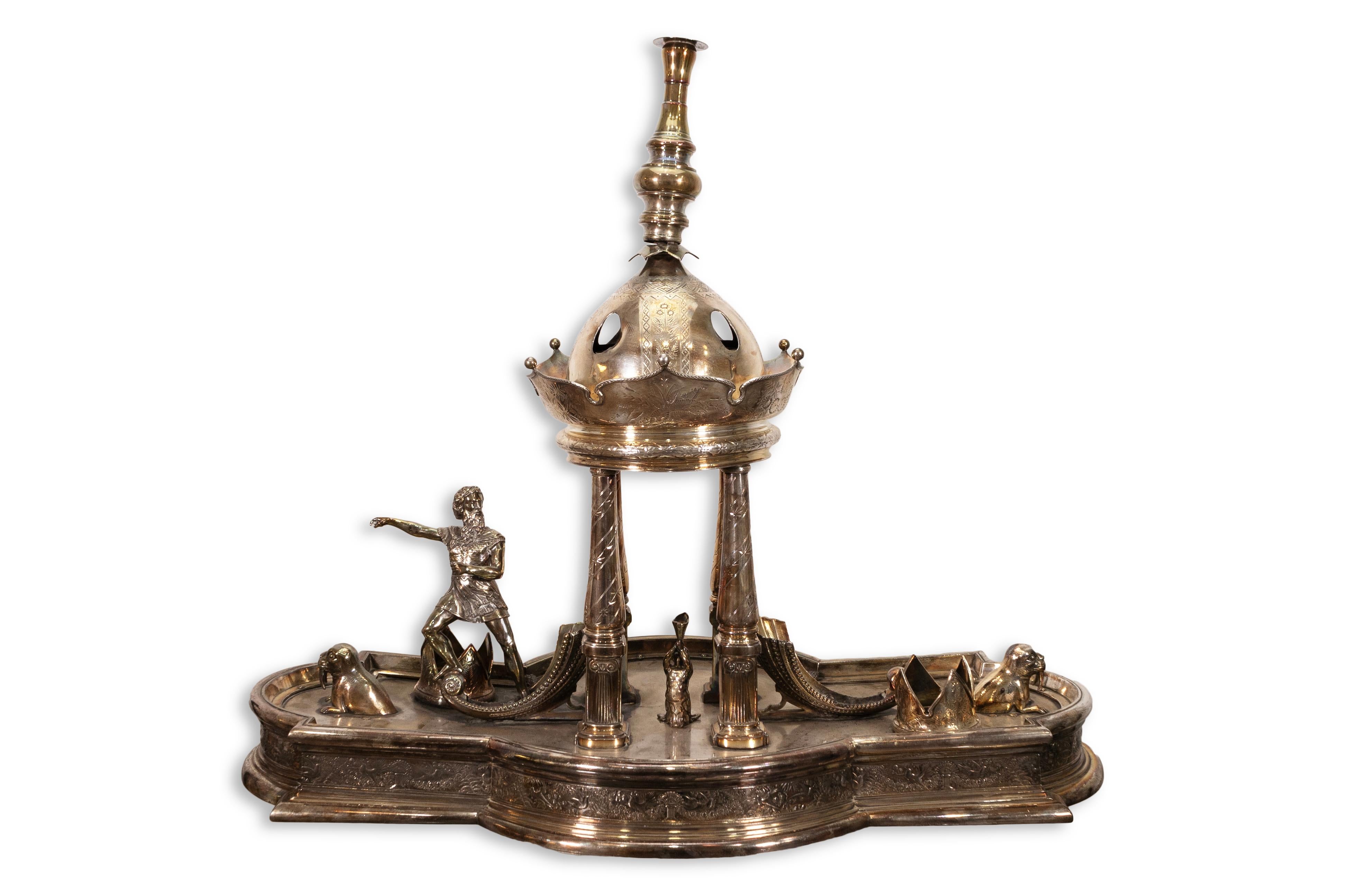 Meriden Britannia Co American Silver Plate Ornamental Centerpiece Candle Holder For Sale 1