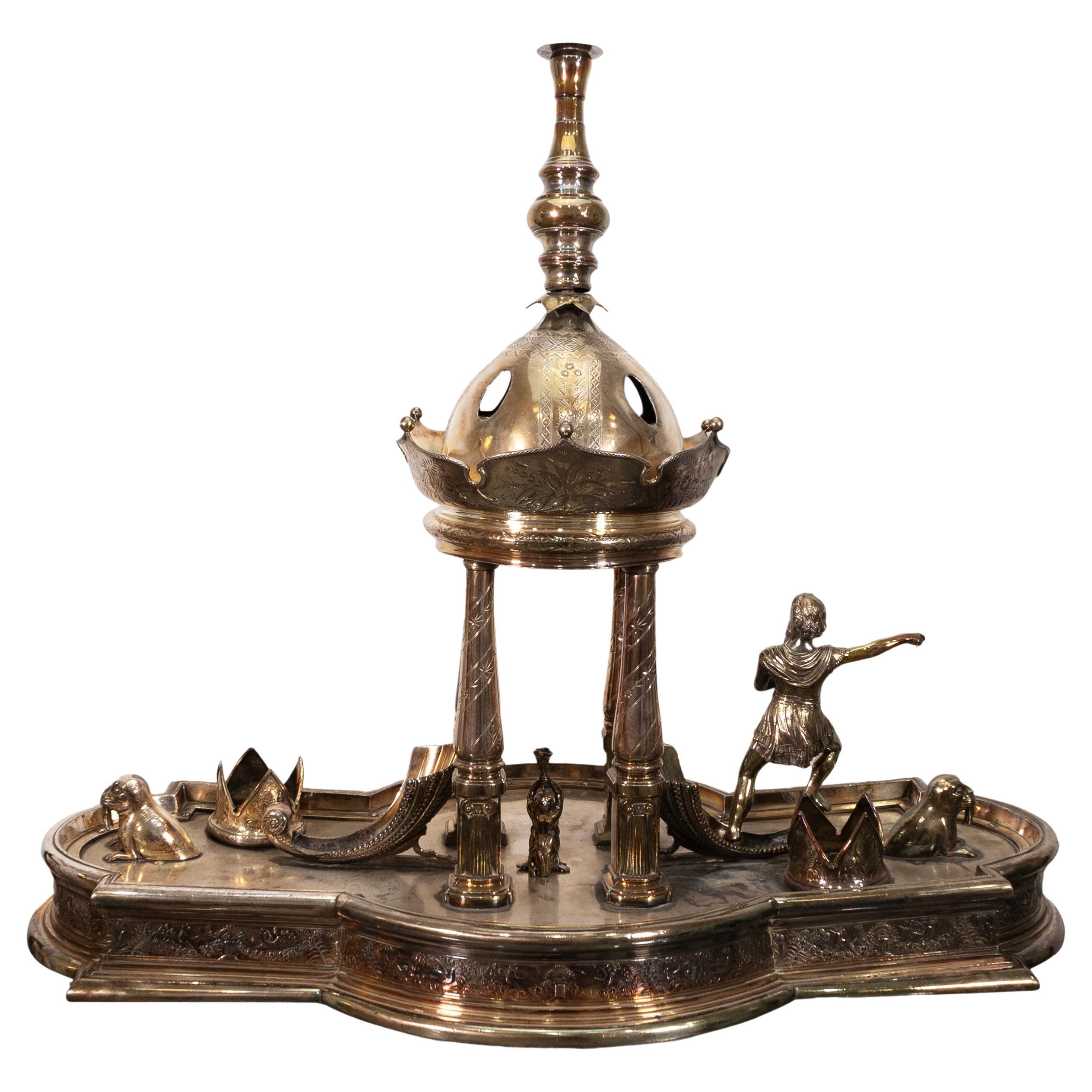Meriden Britannia Co American Silver Plate Ornamental Centerpiece Candle Holder For Sale