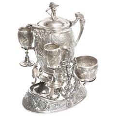 Meriden Silver Plate Aesthetic Figural Lemonade Ice Water Tilting Pitcher