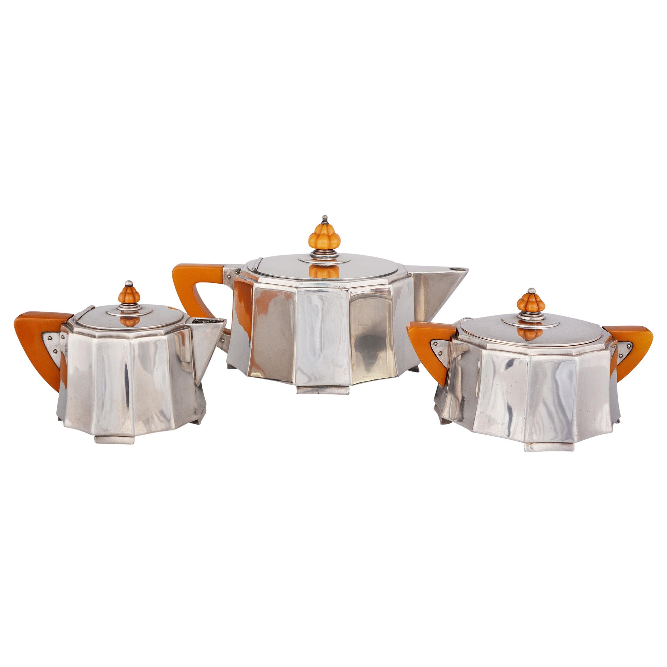 Meriden Silver Plate Company Art Deco Tea Set