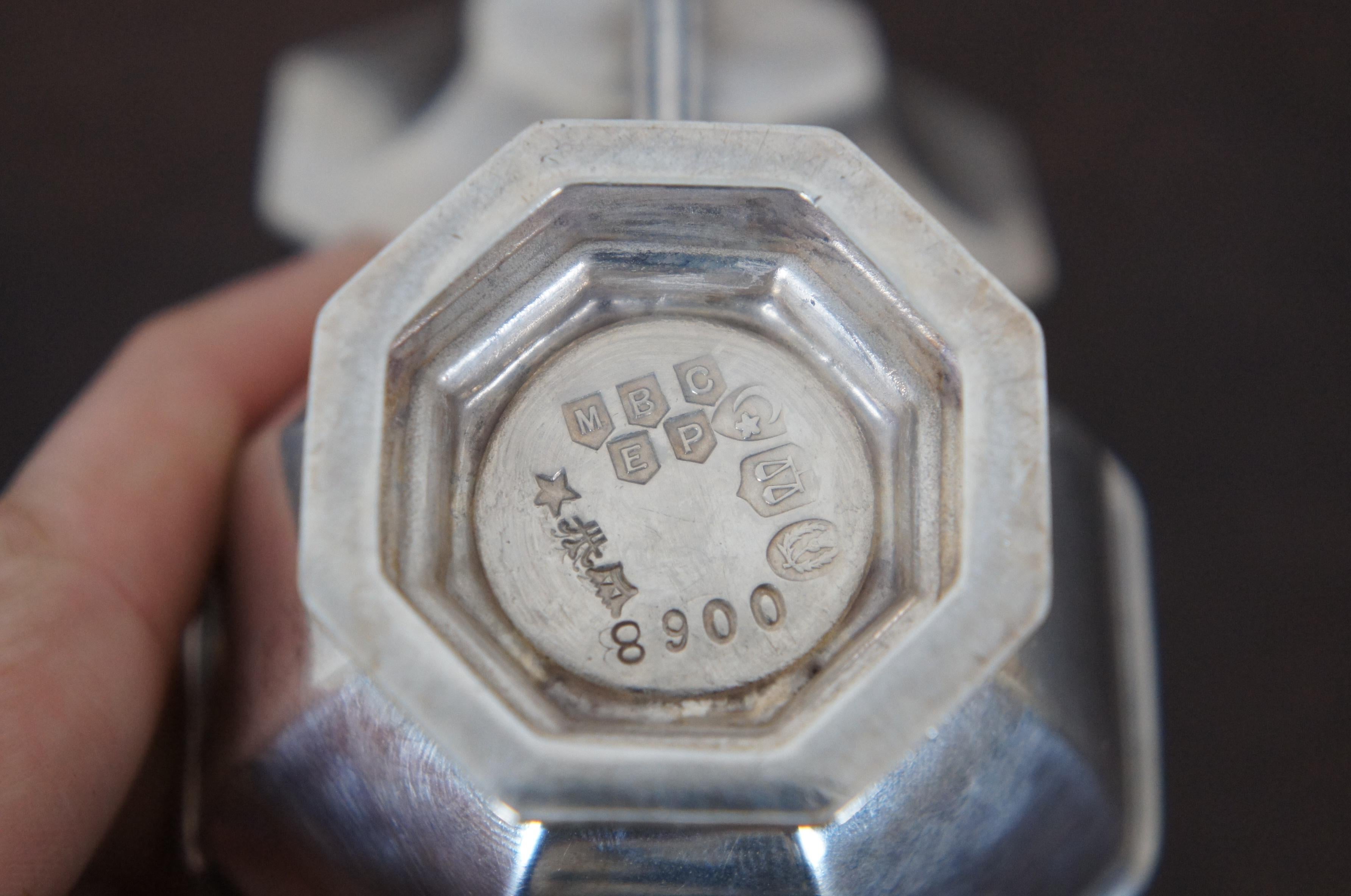 Meriden Silver Plate Salt Cellar Condiment Dish Cobalt Glass Insert and Spoon For Sale at