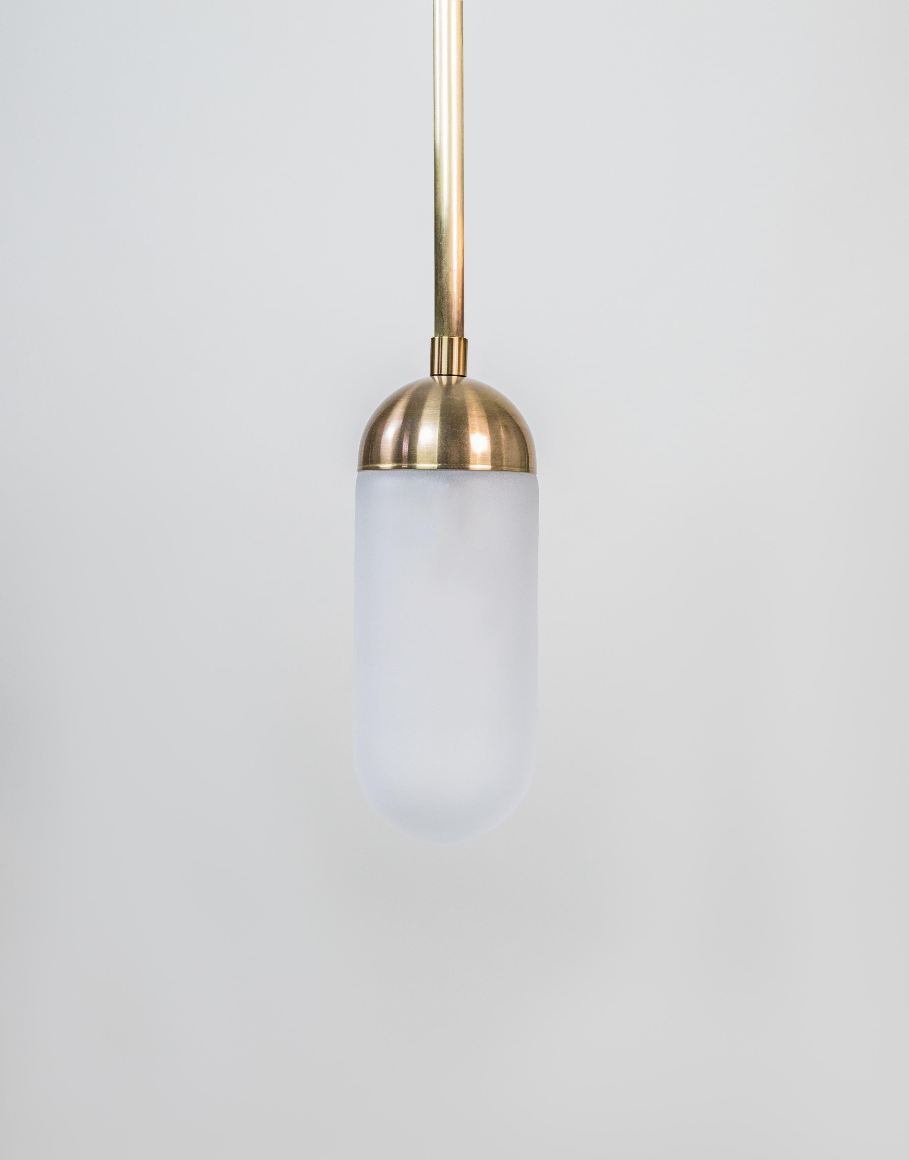 Meridian, Brass, Marble, Handblown Glass Contemporary Pendant, Kalin Asenov For Sale 11