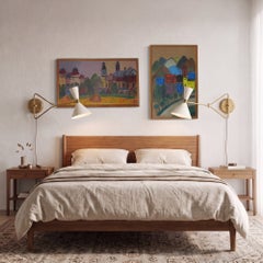 Meridian Dual-Cone Sconce in Brass & Ivory Shades , Adjustable Design