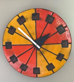 Meridian Italian Modern Ceramic Wall Clock by Bitossi for Howard Miller, 1963