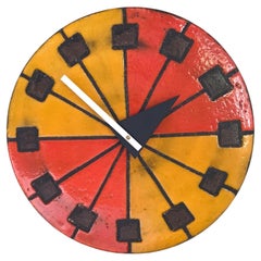 Meridian Italian Modern Ceramic Wall Clock by Bitossi for Howard Miller, 1963