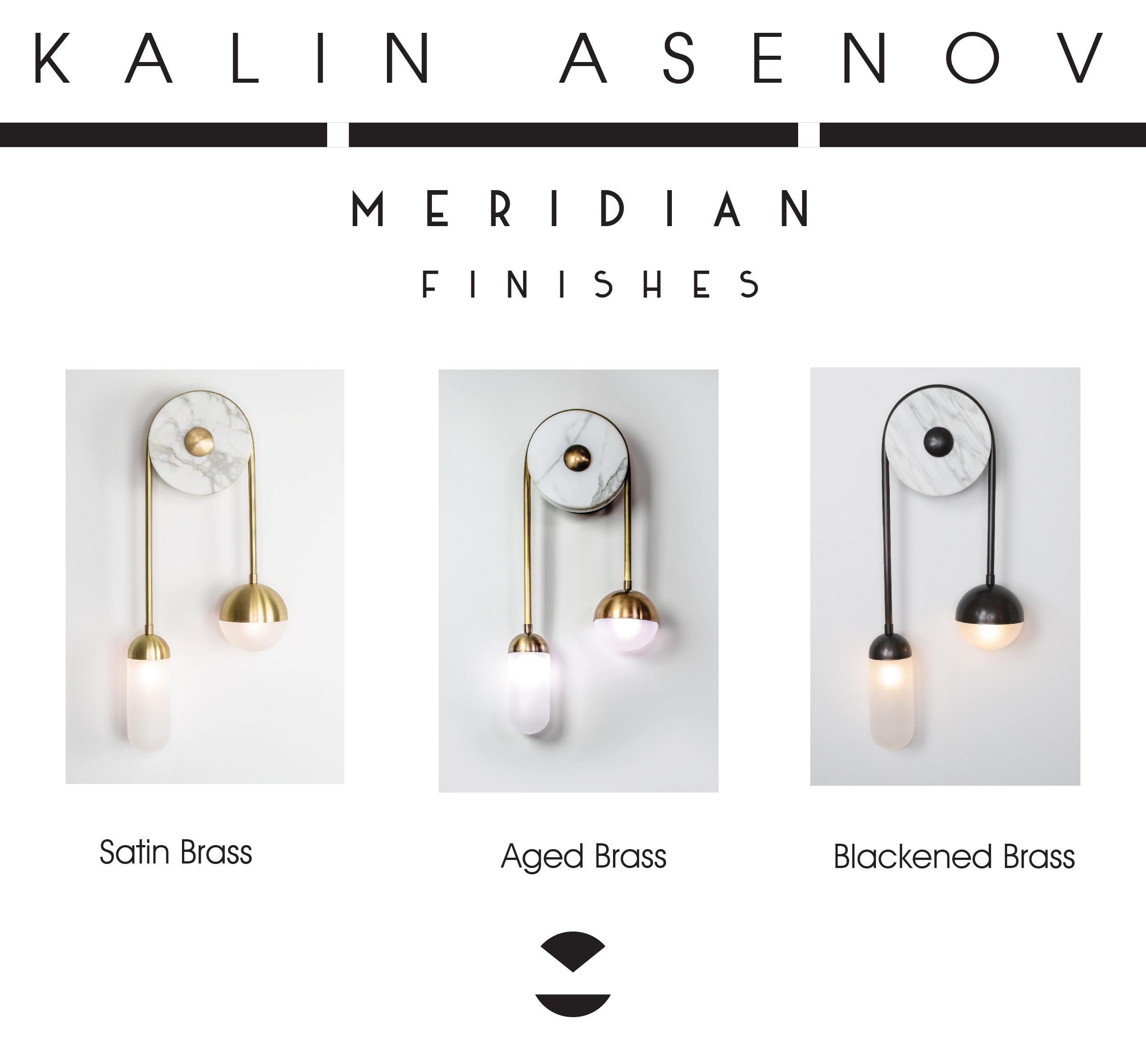 Meridian, Satin Brass, Marble, Handblown Glass Sconce, Kalin Asenov For Sale 1