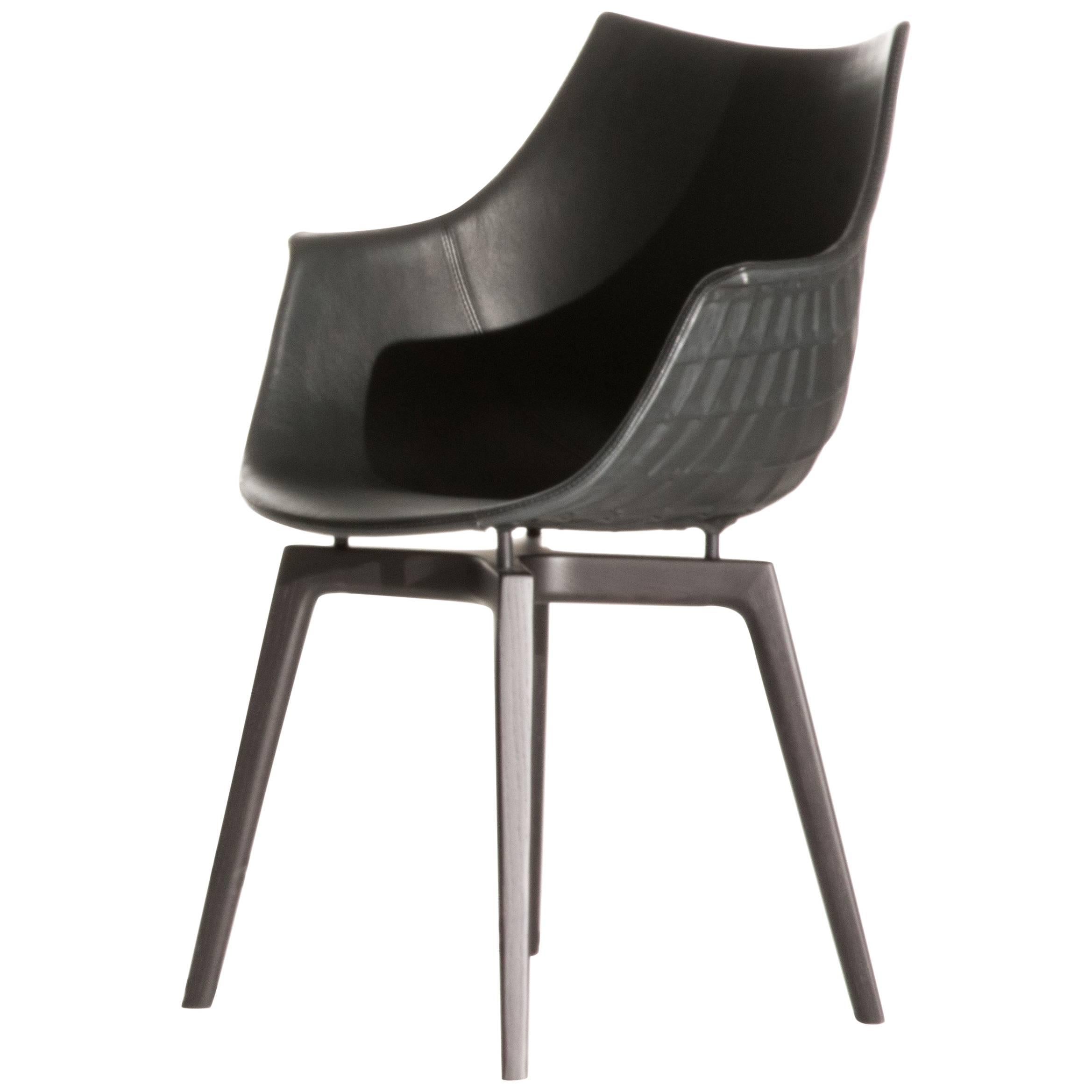 Meridiana Chair in Black Leather by Christophe Pillet for Driade