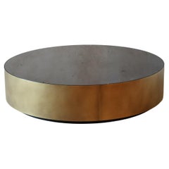 Meridiani BELT Round Brass and Smoked Glass Coffee Table by Andrea Parisio