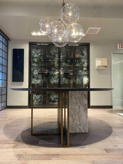 Floor Sample Meridiani Plinto Table by Andrea Parisio in Dark Oak and Marble