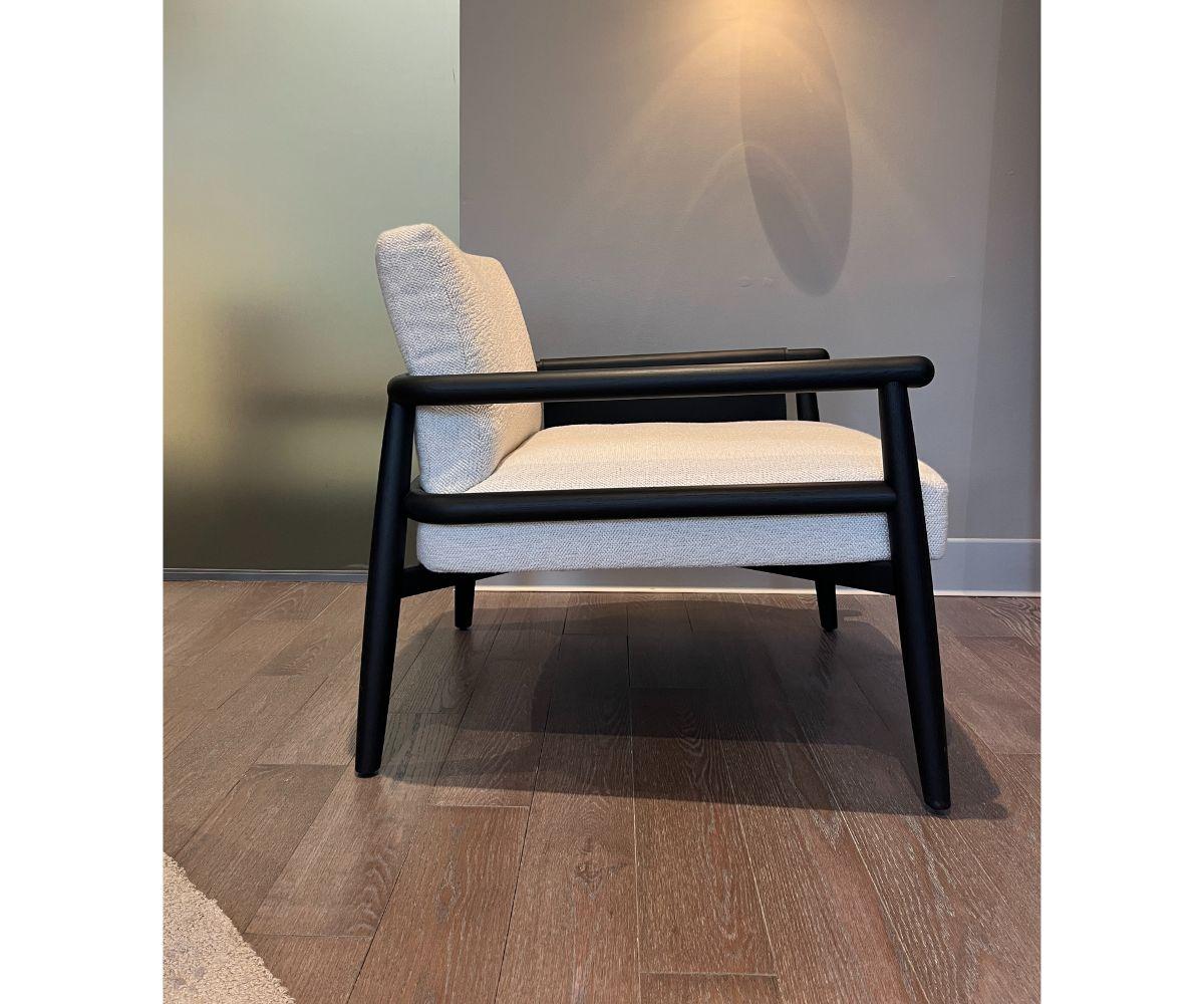 Meridiani Teresa Armchair with Black Oak Frame and Leather Details For Sale 1