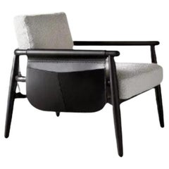 Meridiani Teresa-Sessel mit Gestell aus schwarzer Eiche und Lederdetails