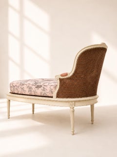 Méridienne lit de repos de style Louis XVI époque 19éme siècle toile de jouy