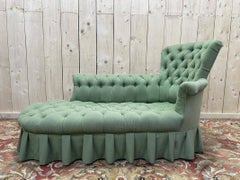 Méridienne d'époque Napoléon III en laine verte