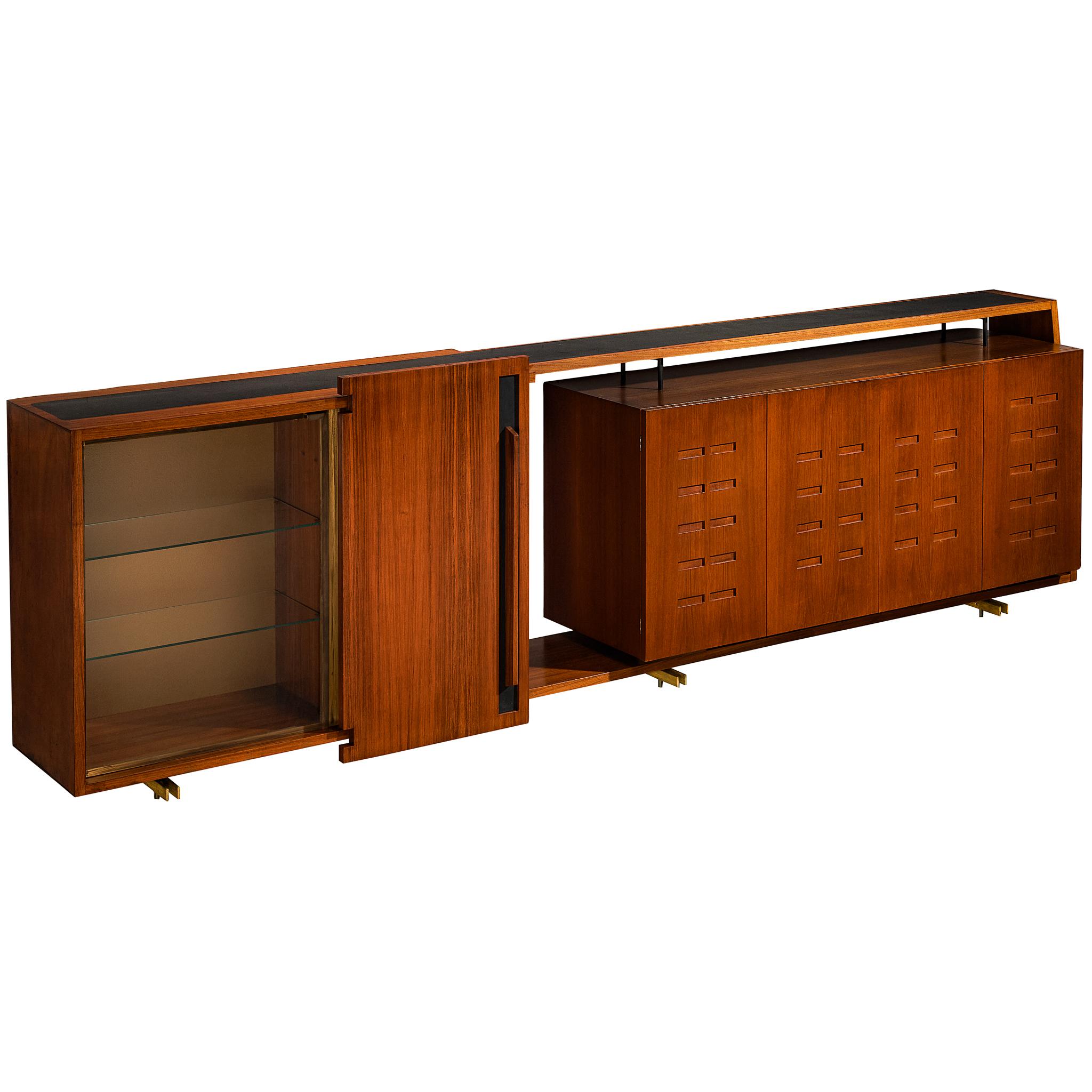 Merighi & Dall'Olmo Italienisches schwebendes Wand-Sideboard aus Teakholz 1950er Jahre