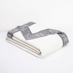 Merino Black King Size Blanket with Grey Print Border by JG SWITZER