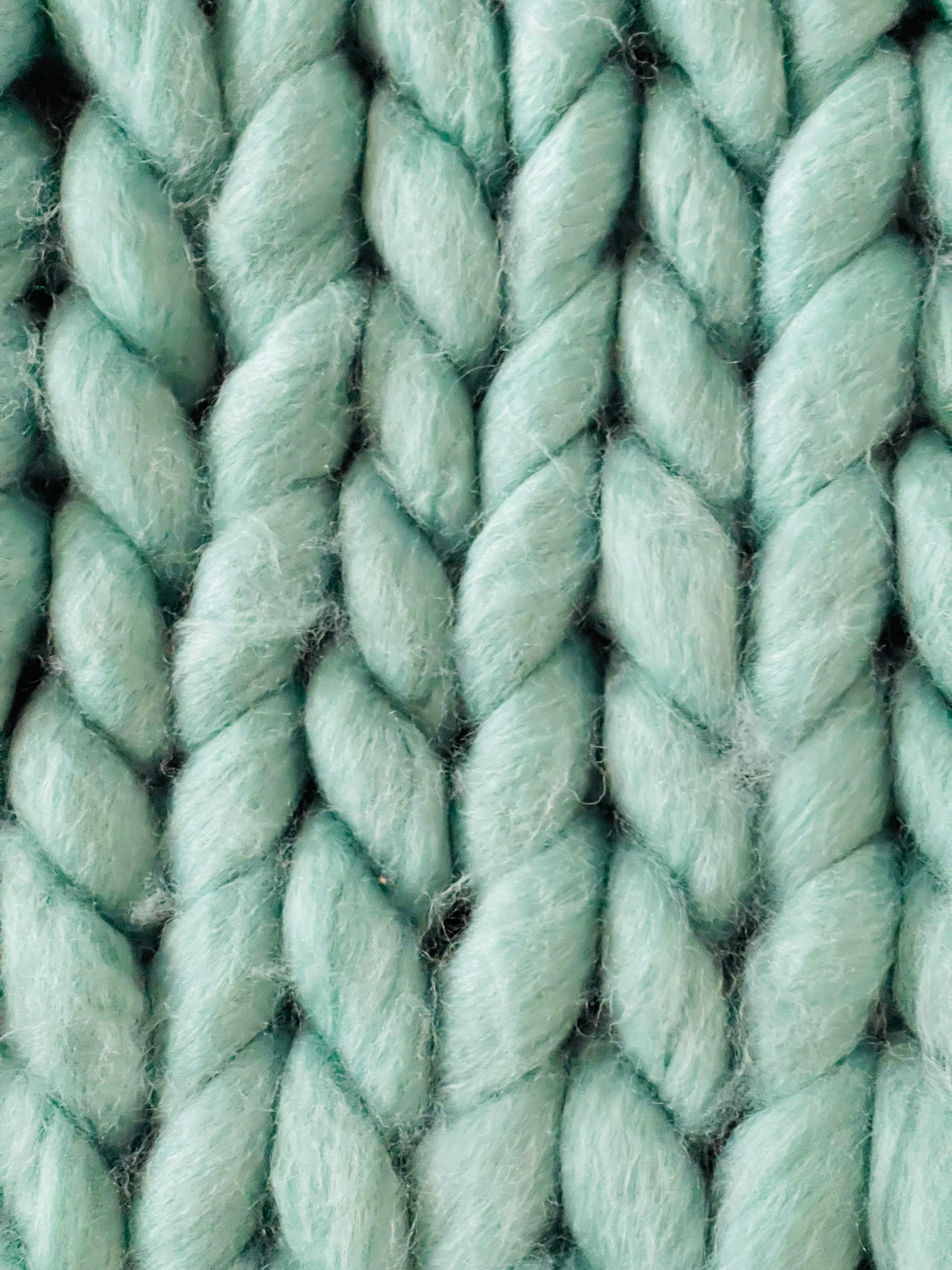 Bohemian Merino Wool Huge Loop Turquoise Throw Blanket For Sale