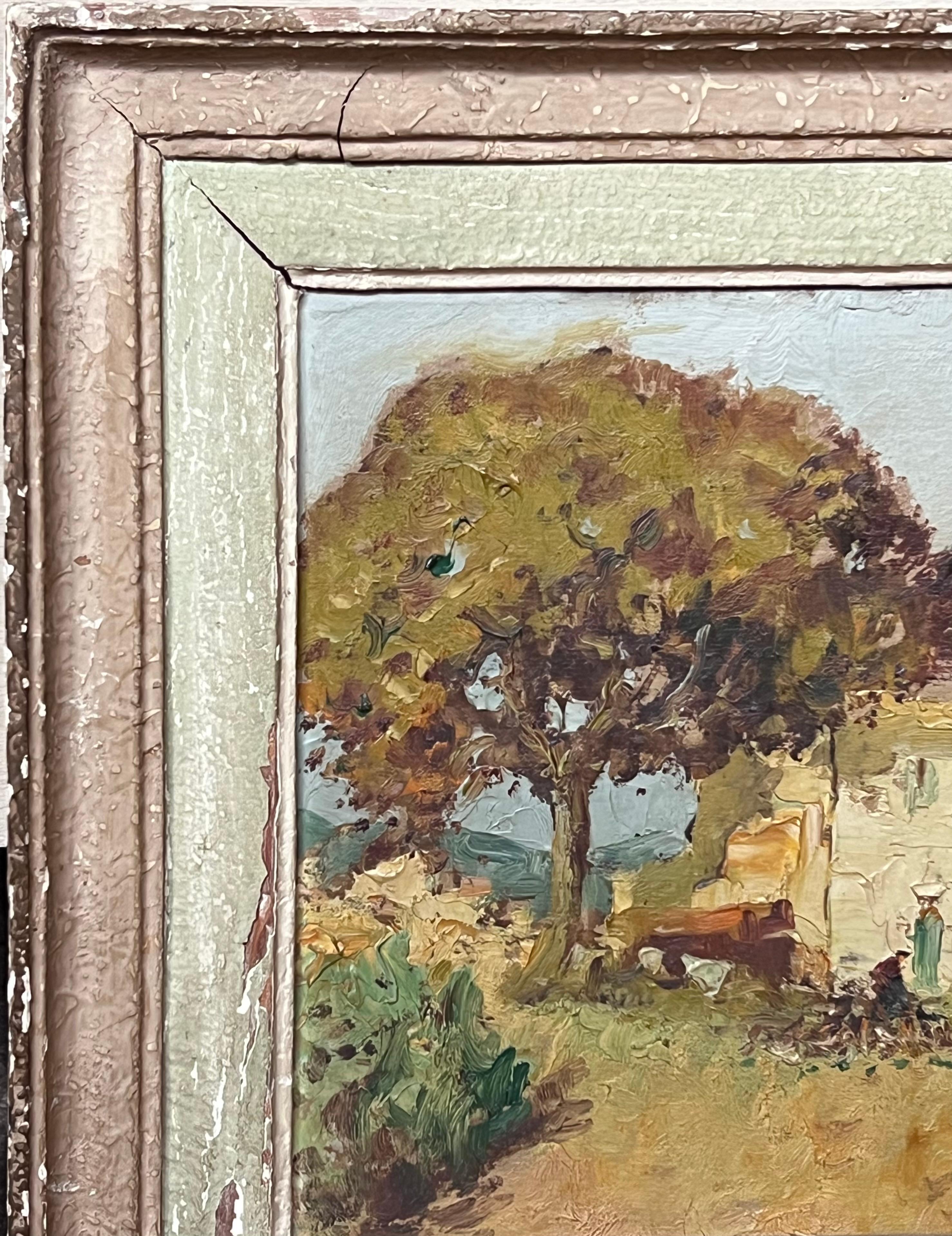Peinture à l'huile impressionniste signée Martiques, sud de la France - Marron Figurative Painting par Merio Ameglio
