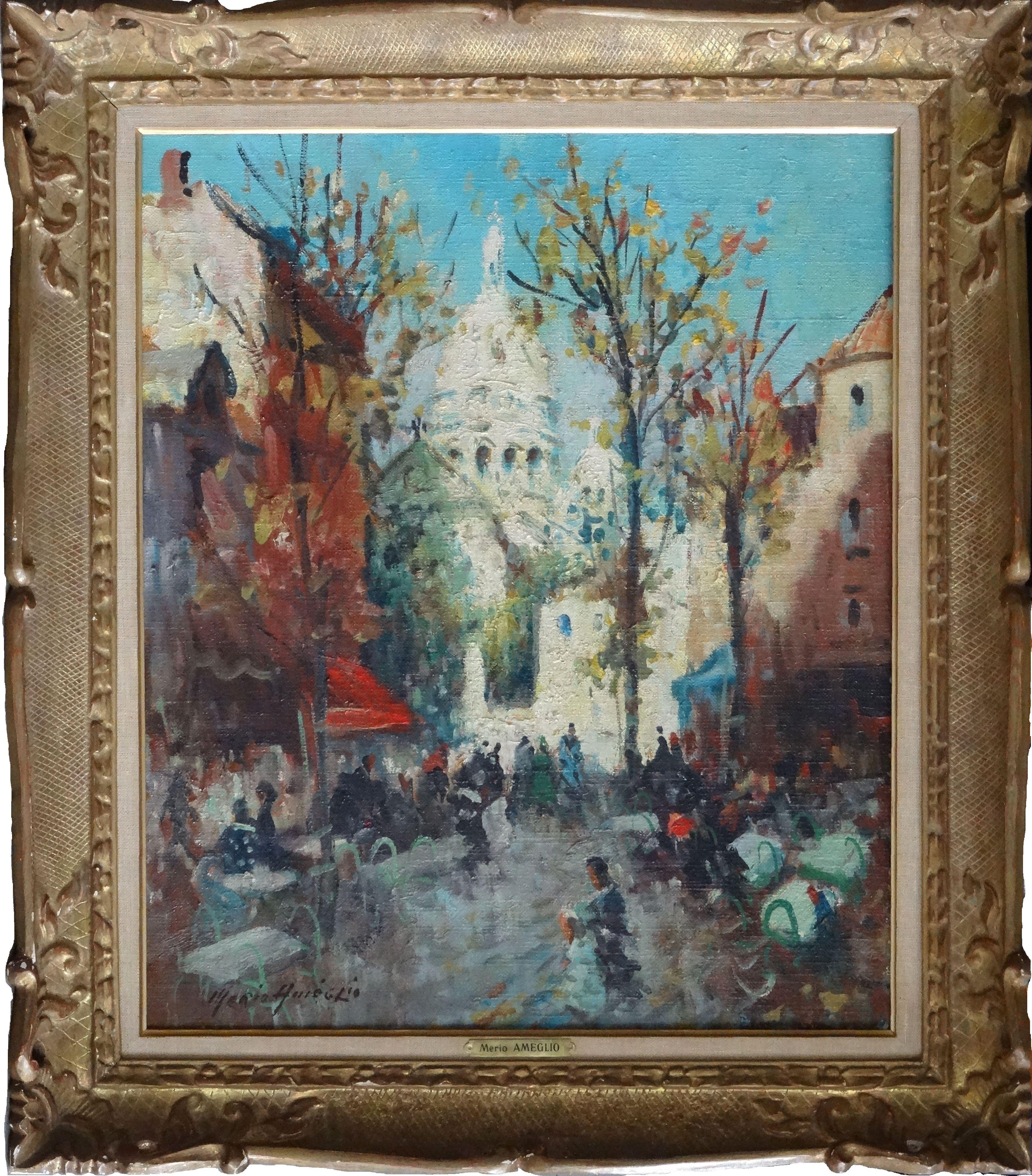 Montmartre. Oil on canvas, 55x46 cm - Painting by Merio Ameglio