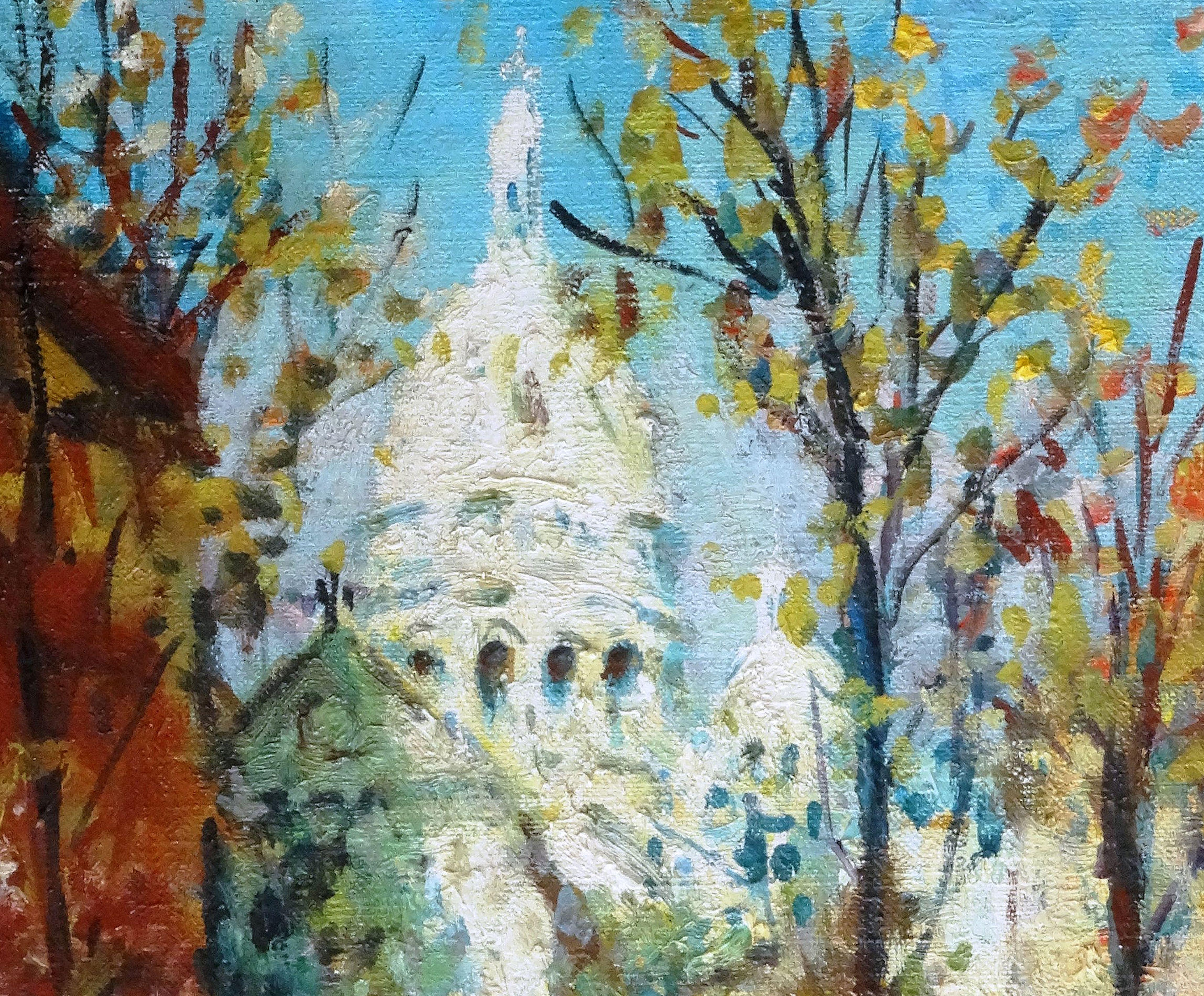 Montmartre. Oil on canvas, 55x46 cm - Impressionist Painting by Merio Ameglio