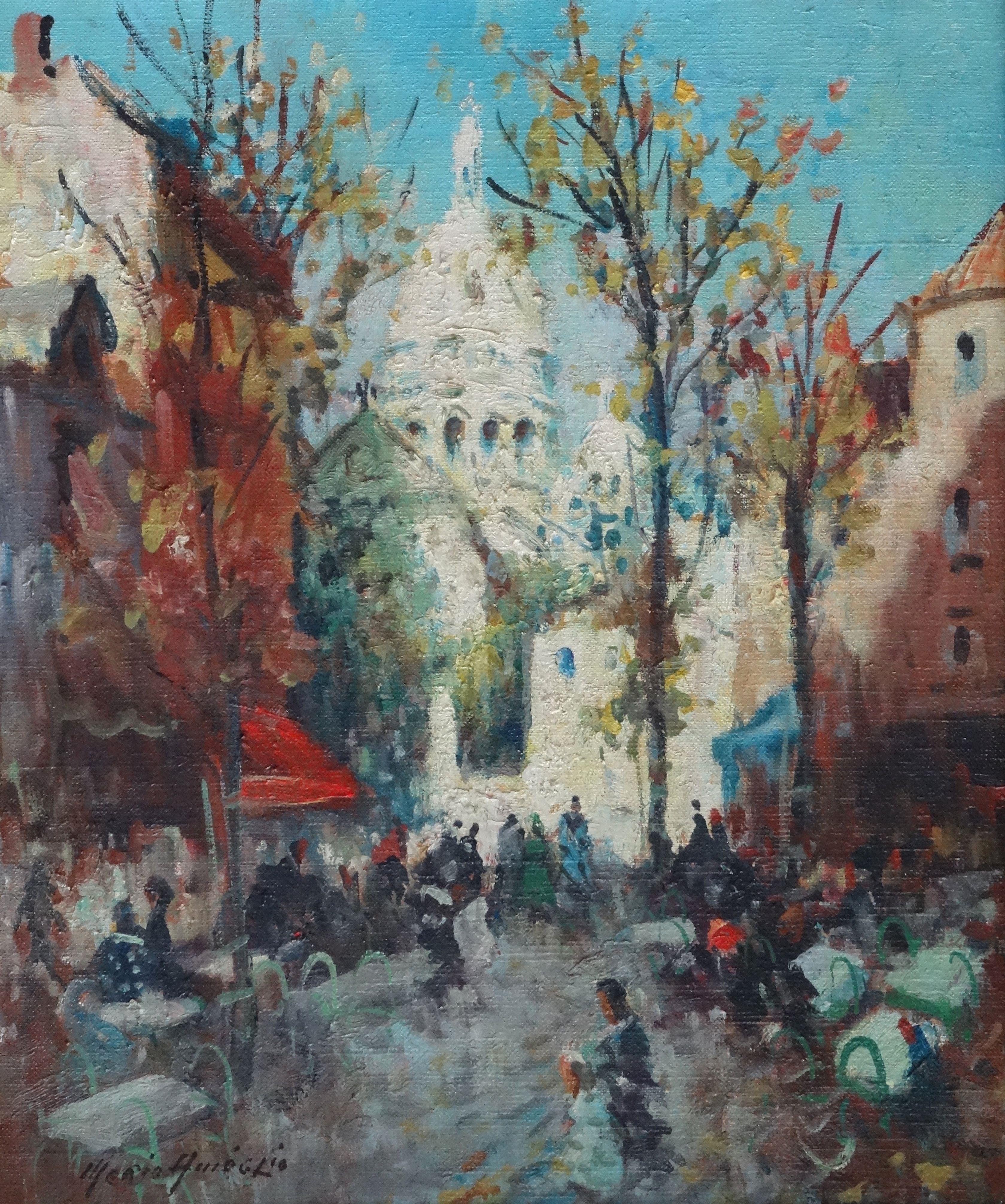 Landscape Painting Merio Ameglio - Montmartre. Huile sur toile, 55 x 46 cm